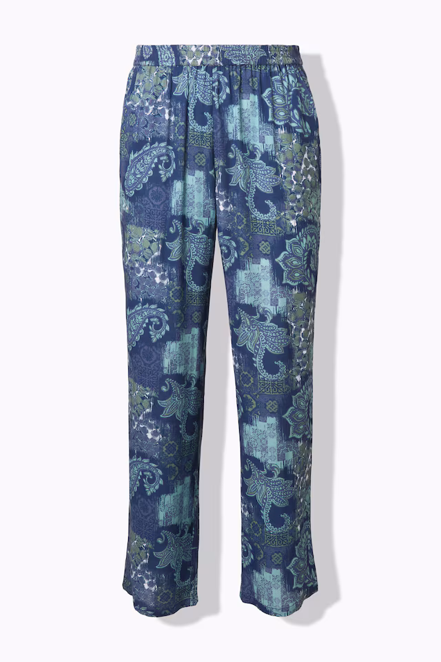 Patchwork Paisley Elastic Waist Pants