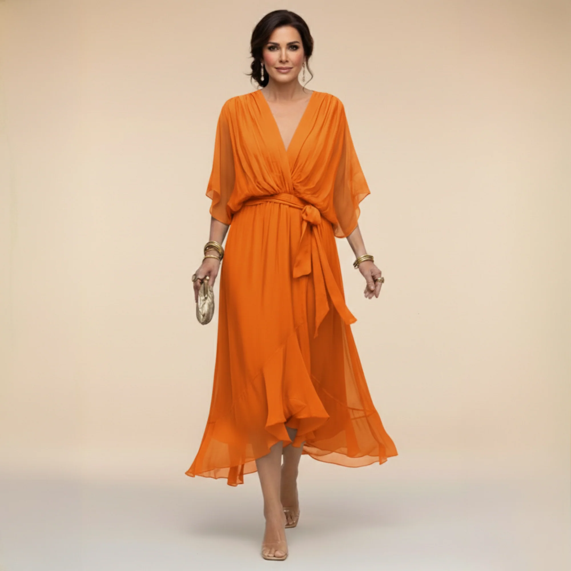 MARTA™ | ROBE EN CHIFFON AVEC DÉCOLLETÉ EN V