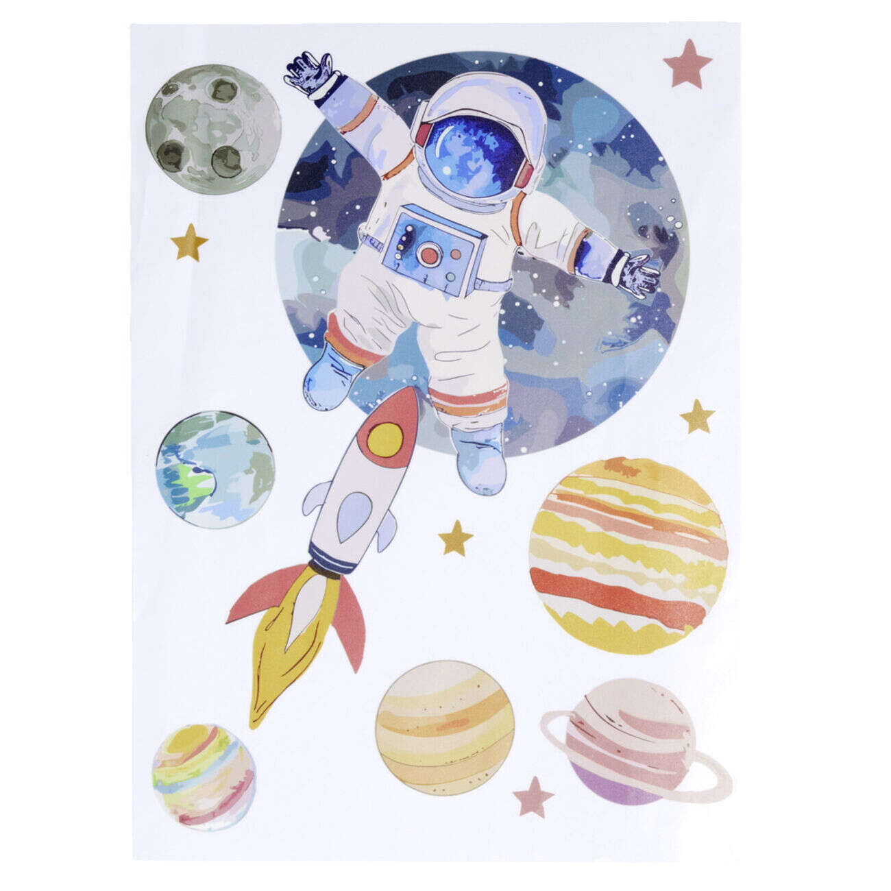 Sticker mural enfant licorne ou astronaute 29x40cm (2 modèles)