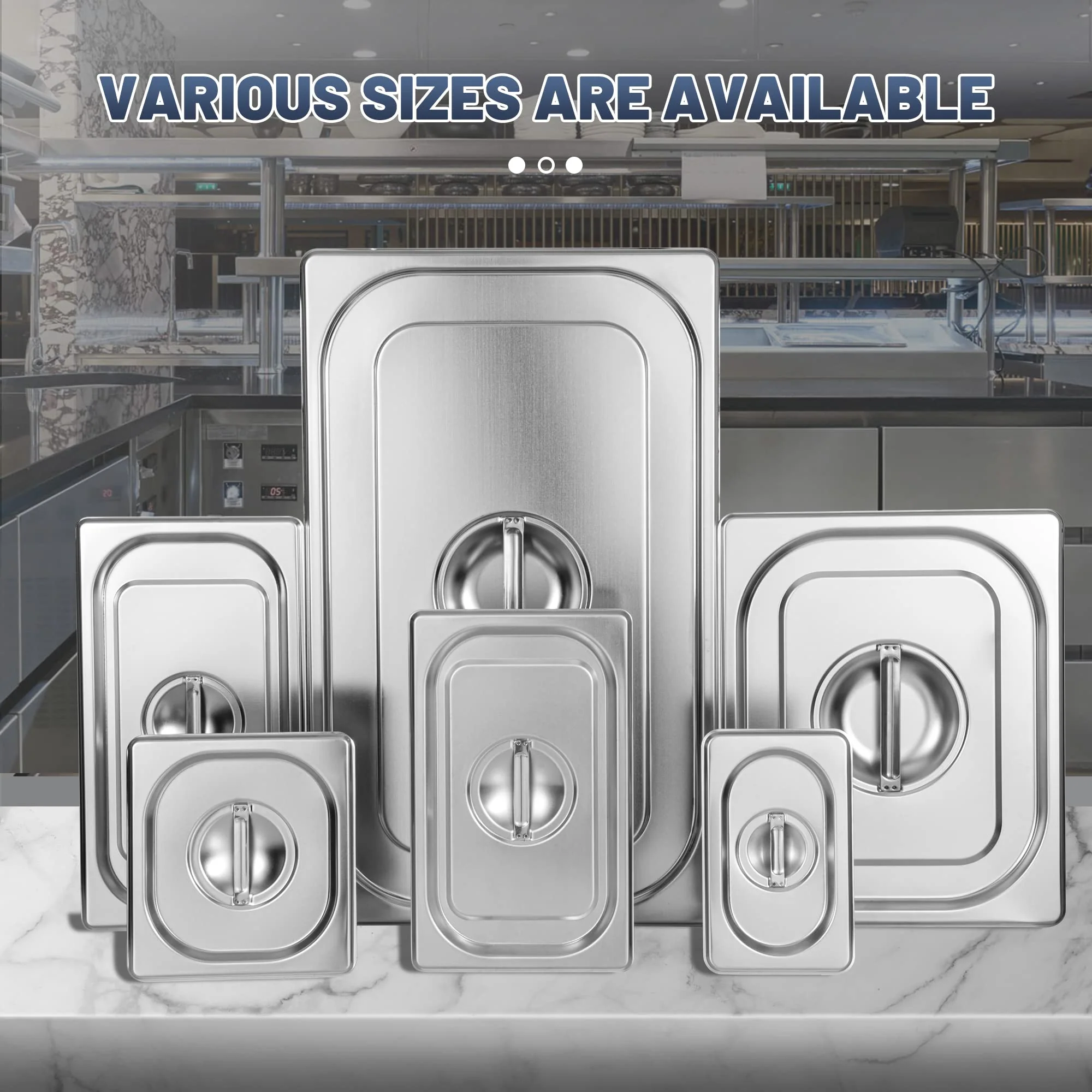 BIEAMA 6-Pack Full Size Steam Table Pan Cover. Lid with Handle