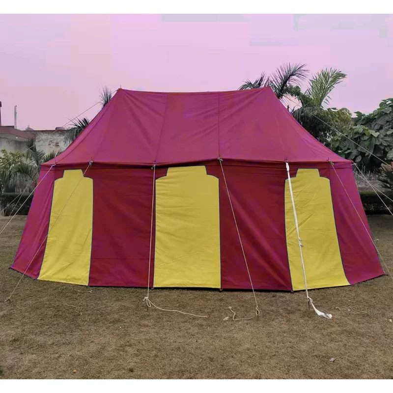 WEEKEND SALE Medieval Red Yellow Burgundian 8x4 M Functional Water Proof Camping Tent - Image 3