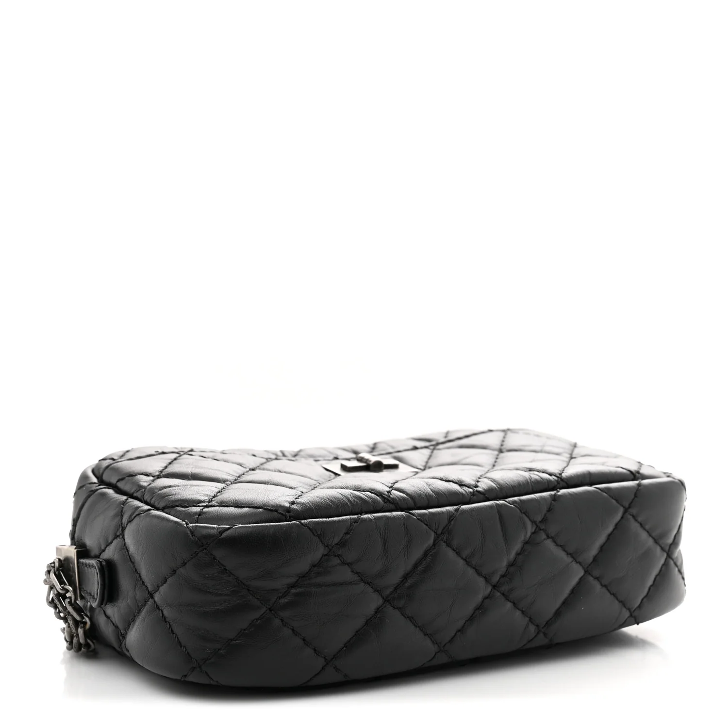 Aged Calfskin Quilted Mini Reissue Camera Case Black