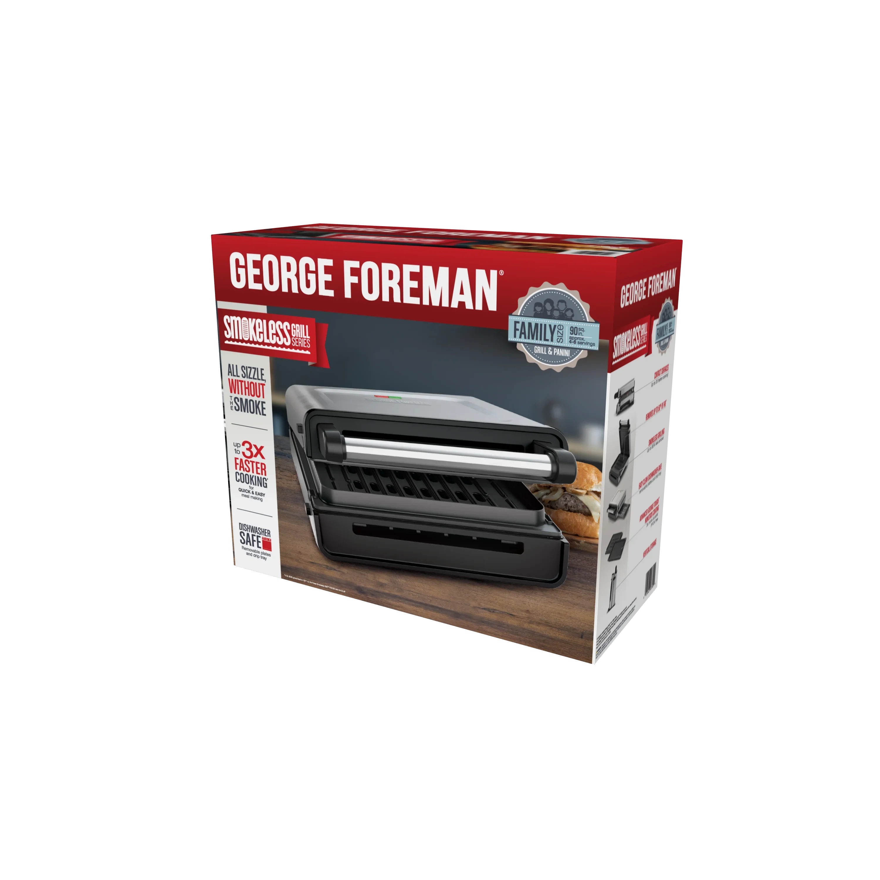 Foreman Contact Smokeless - Ready Grill, Family Size (4-6 Servings), GRS6090B-1