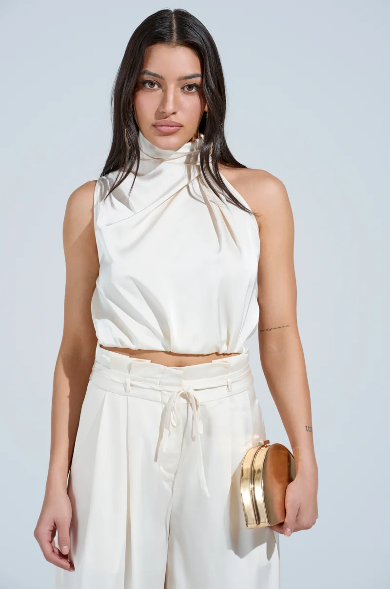 BLAKE SATIN MOCK NECK TOP - Akira Store
