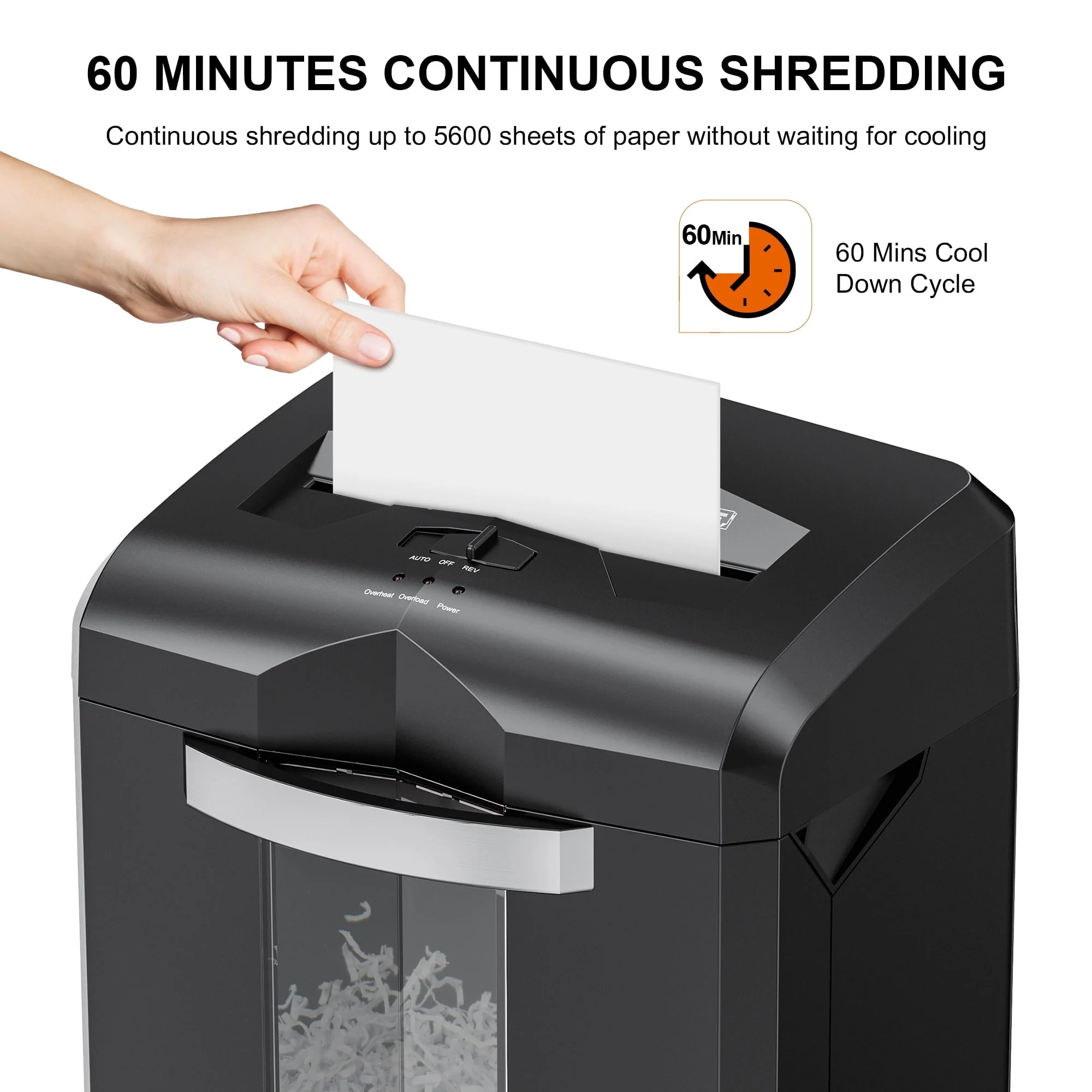 Paper Shredder 18-Sheet Cross-Cut Shredder for Home Office with Wastebasket - Image 3
