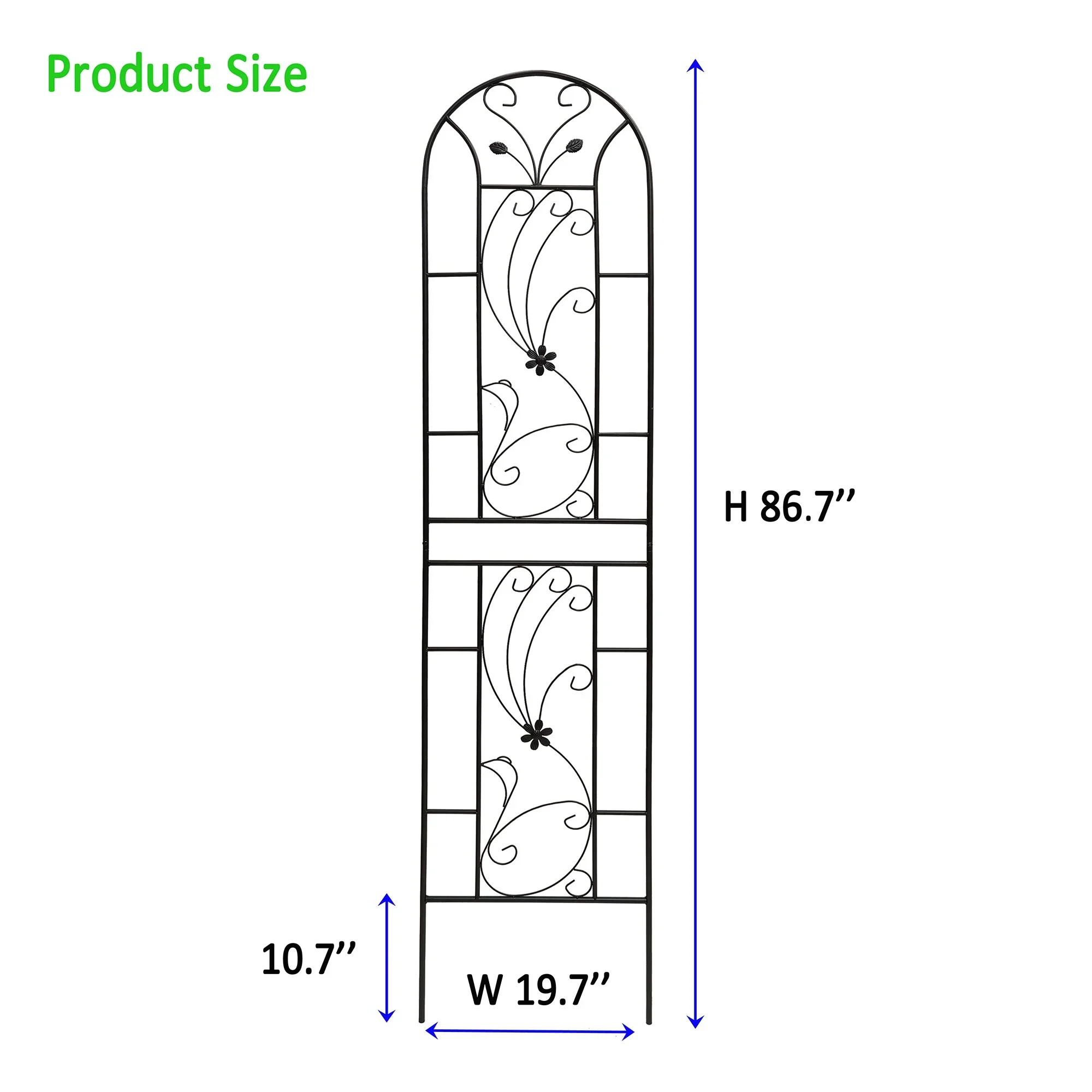 Heavy Duty Rustproof Black Iron Garden Trellis 4 Pack  19.7 x 86 For Potted Plant Support & Climbing Vines