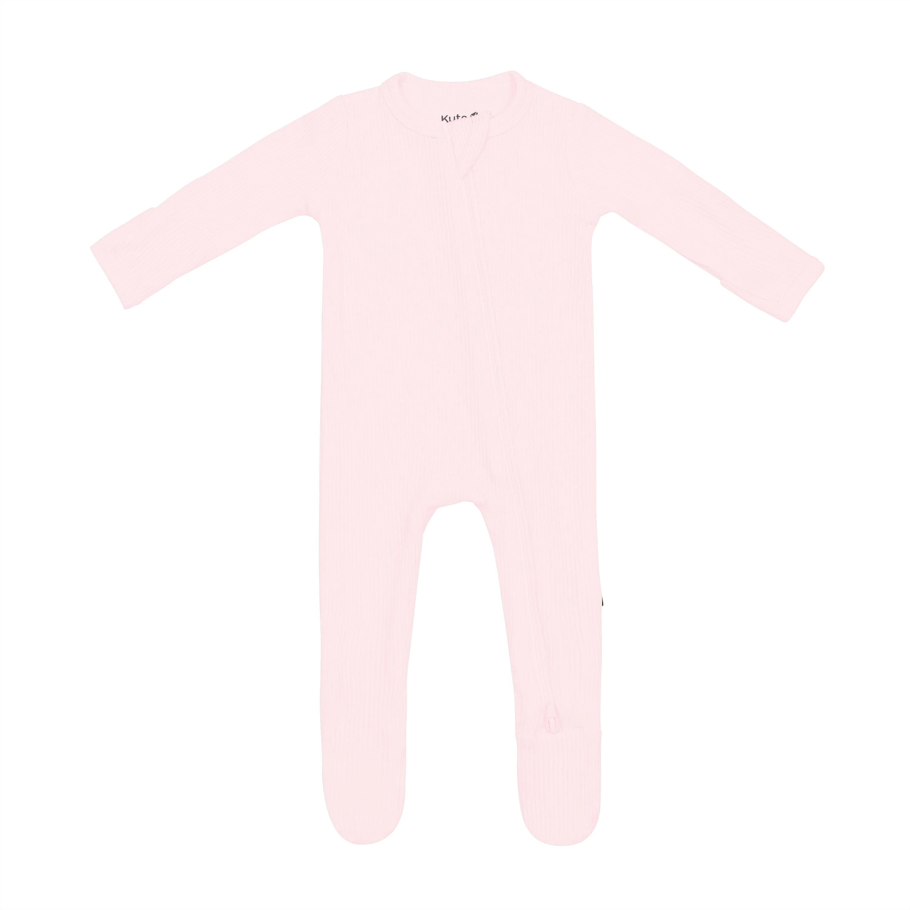 Ribbed Zipper Footie in Sakura