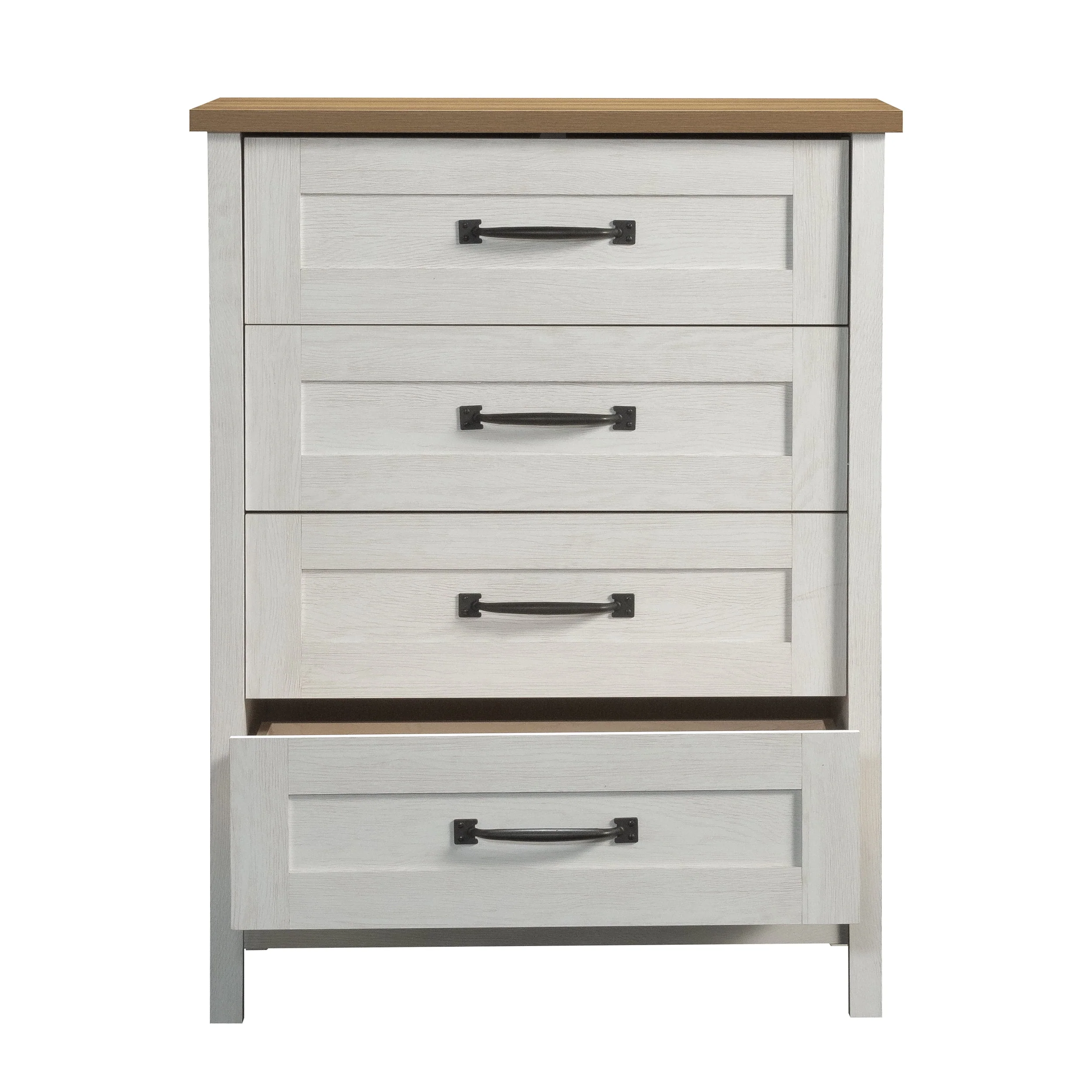 Better Homes & Gardens Modern Farmhouse 4-Drawer Dresser, Rustic White Finish
