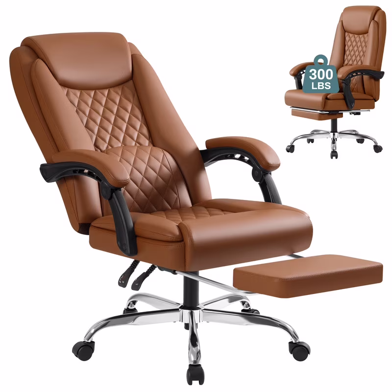 Home Office Chair Adjustable Executive Leather Chair With Arms Ergonomic High Back Cushion Lumbar Back Support Computer Desk Chair,Black(black) - Image 5
