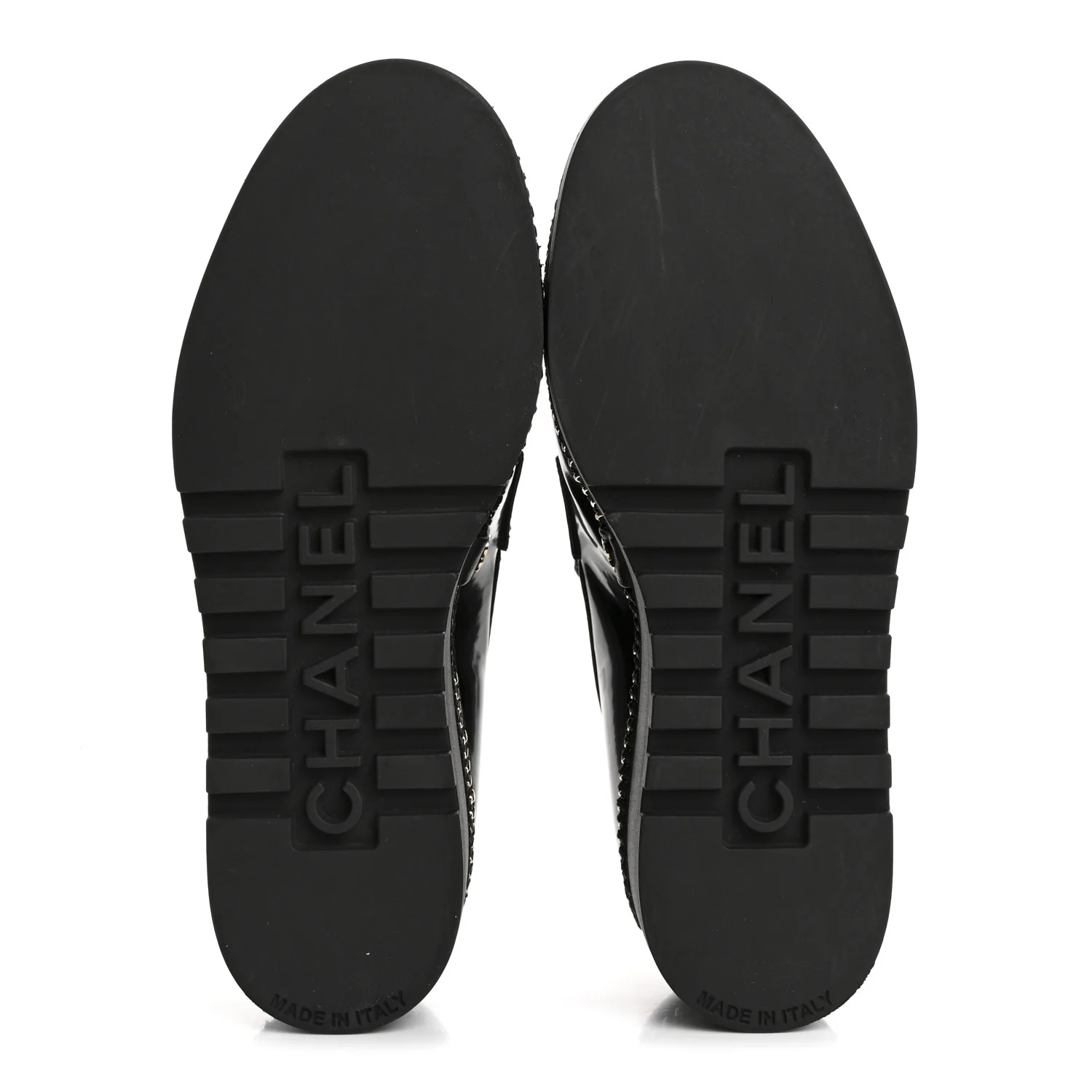 Shiny Calfskin Platform Loafers 37 Black