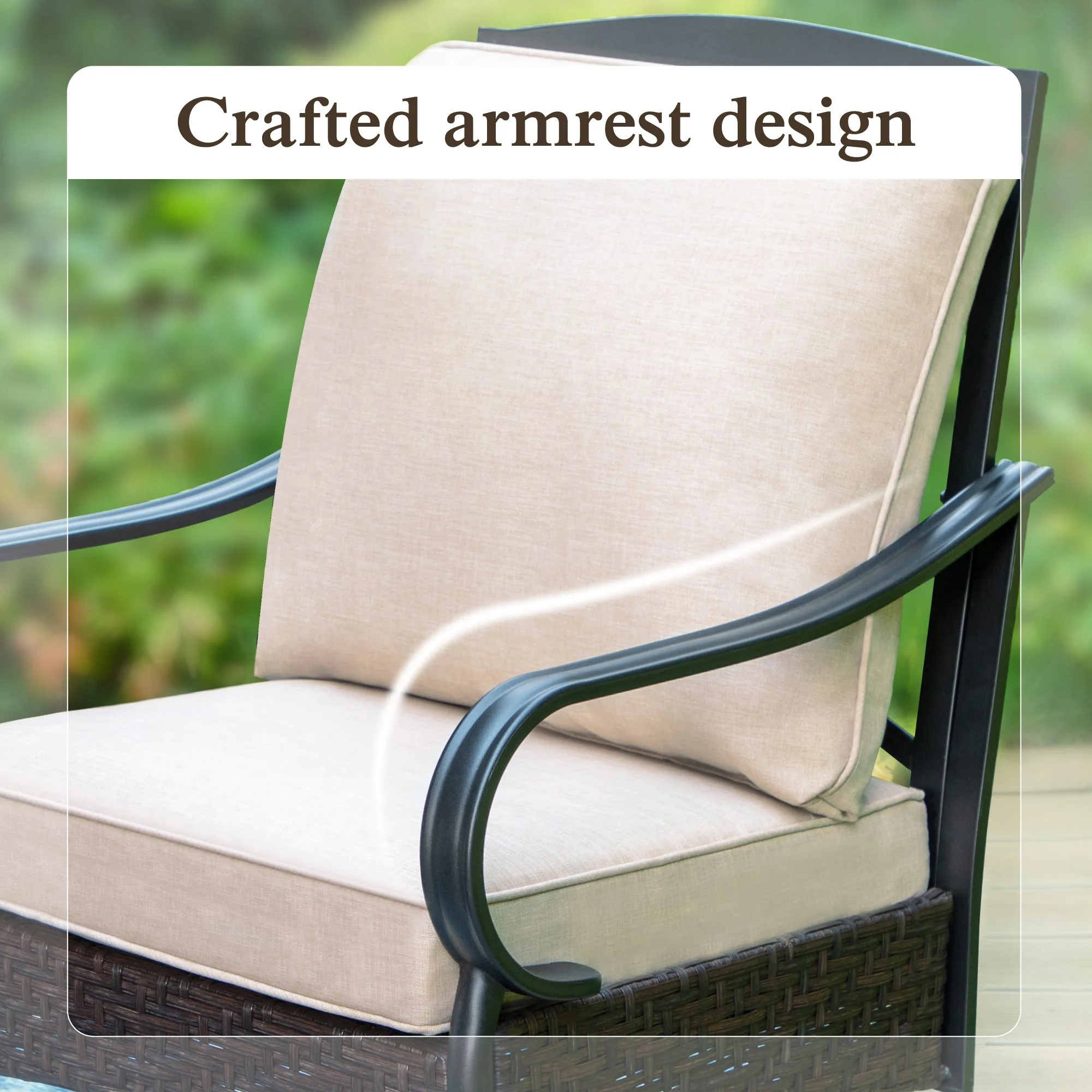 Patio Swivel Dining Chairs Set of 4 with Beige Cushions(4) - Image 7