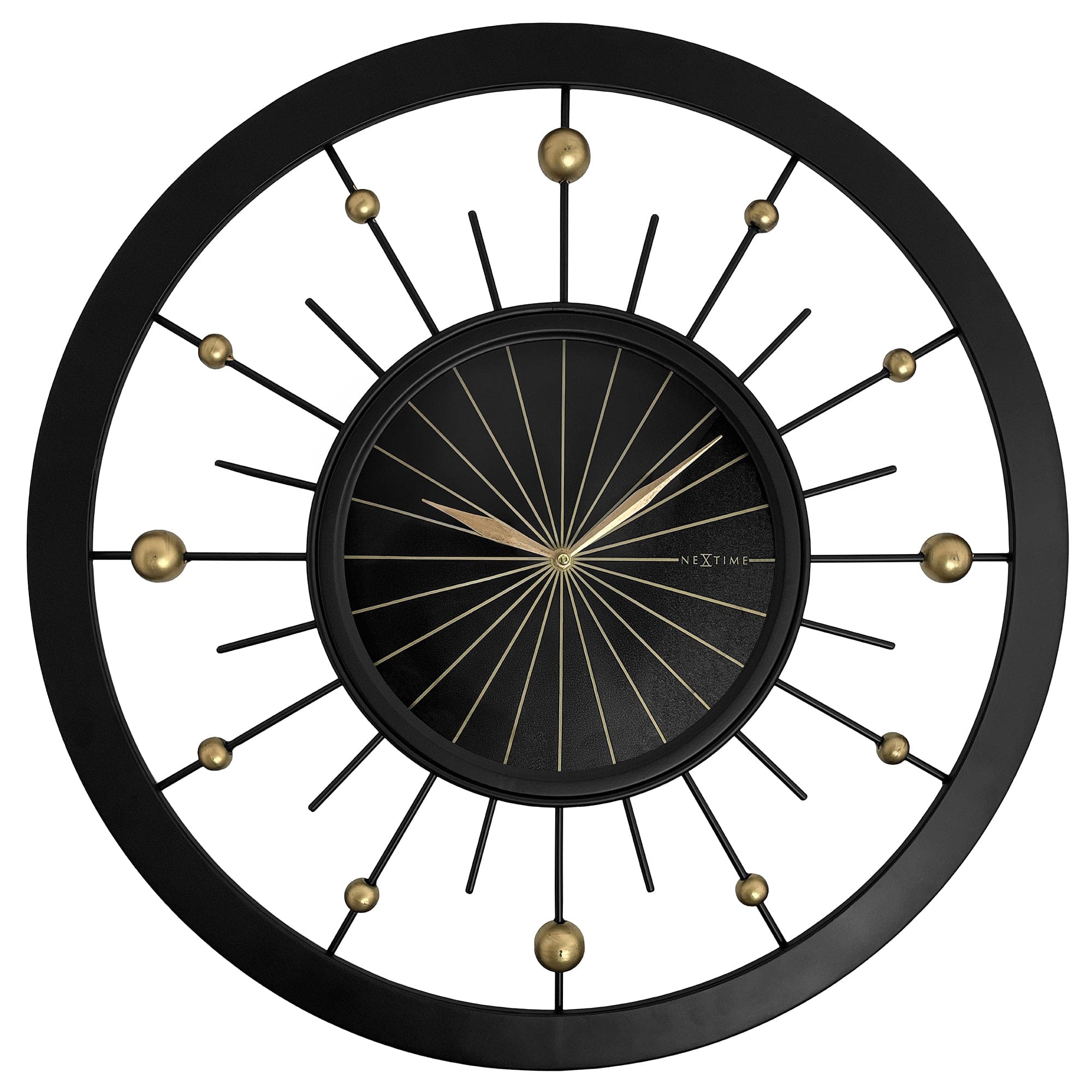 NeXtime - Wandklok 60 cm - Stille - Zwart - Metaal - NeXtime 'Orbit'