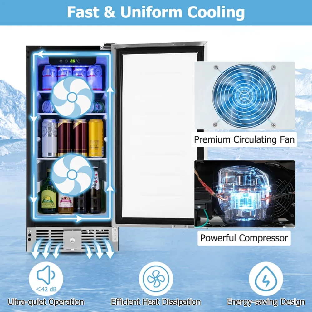 Compact Refrigerator with Adjustable Thermostat and Stainless Steel Door-Silver, Compact Refrigerator Mini Fridge for Dorm/Bedroom/Office/Apartment, Food Storage or Drink Beer - Image 3