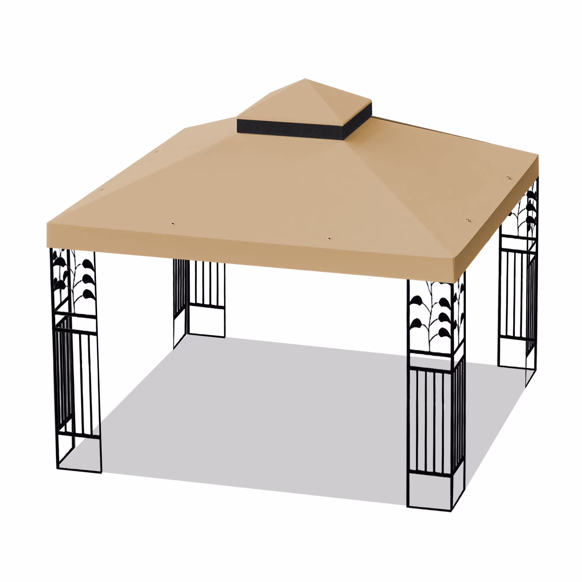 Ataucjin Outdoor Patio Gazebo Replacement Canopy With Air Vent For 2 Tier Outdoor Patio Garden Tent Frames 10x10 Ft (Frame Not Include)