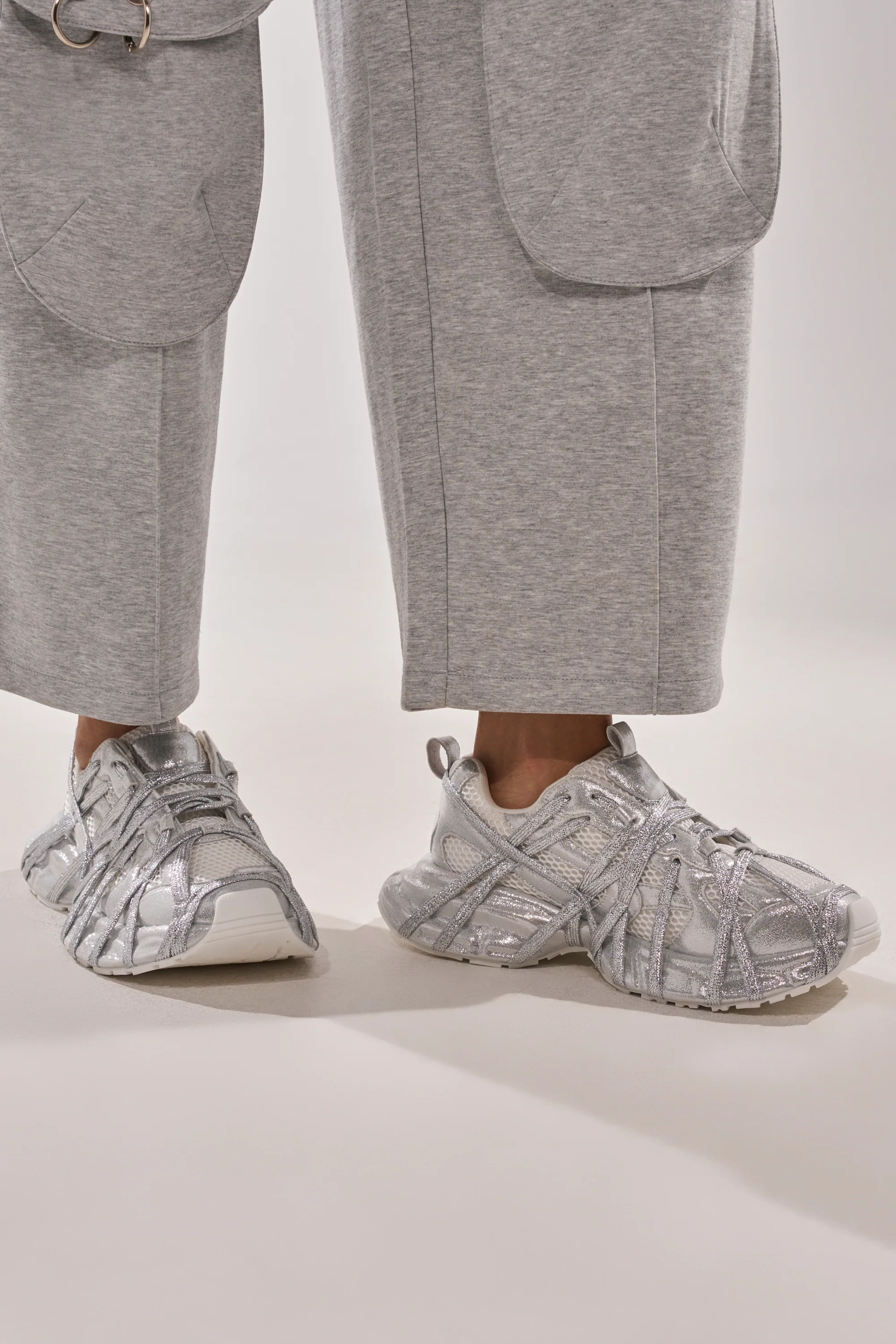 AZALEA WANG EADY SILVER EMBELLISHED BLOCK SNEAKER - Akira Store