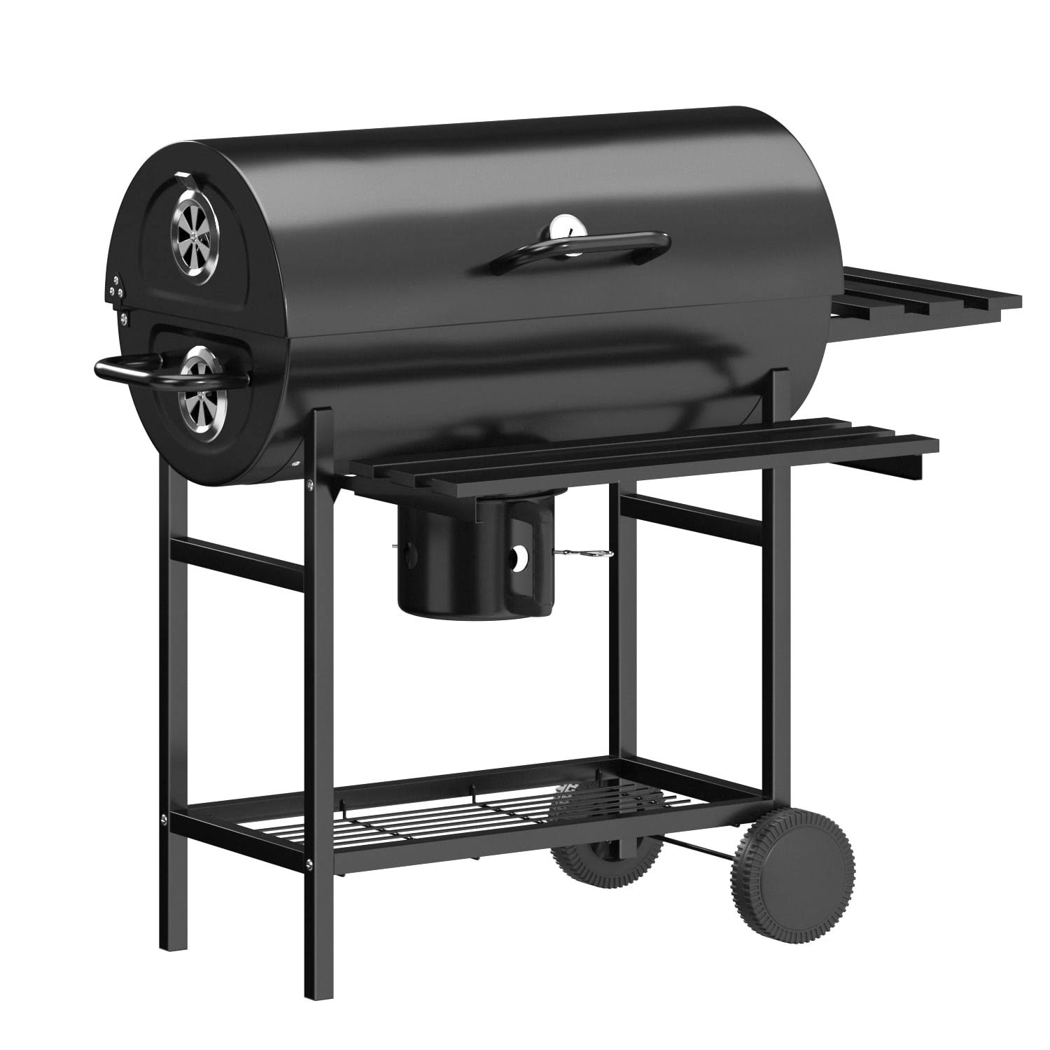 Devoko 29 Barrel Outdoor Charcoal Grill with Side Shelf and Wheels, Black