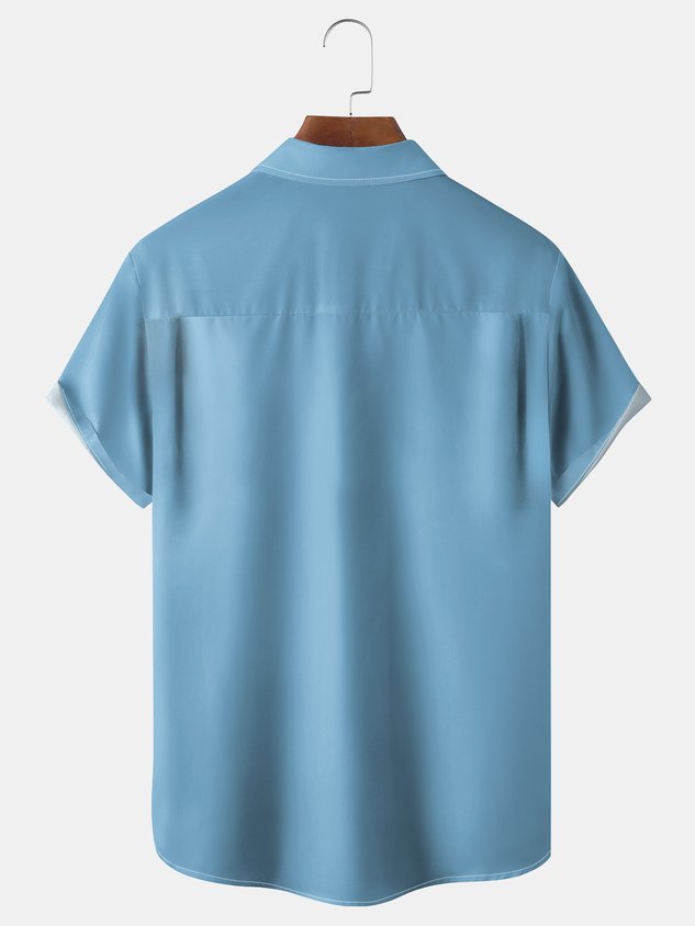 Cocktail Chest Pocket Short Sleeve Bowling Shirt