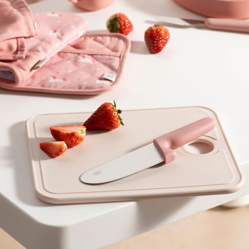 Chic Kids barnekniv 11 cm børstet stål/rosa