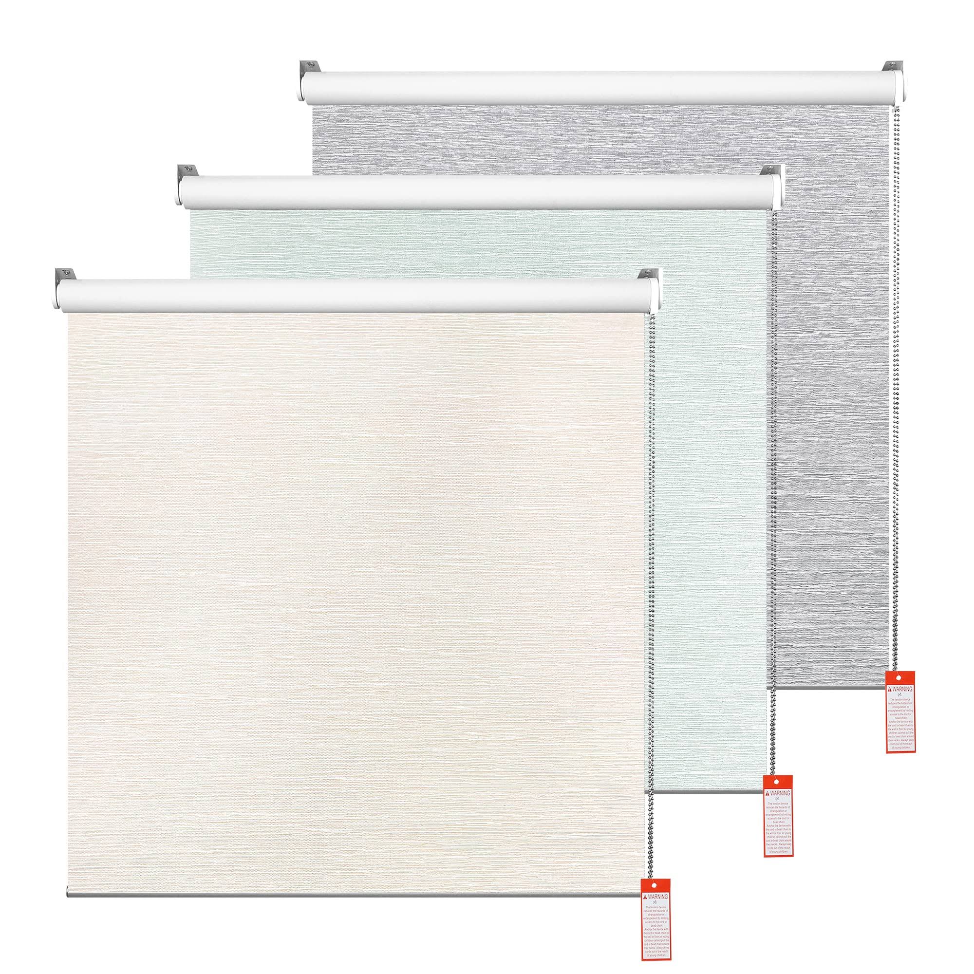 Homebox 100% Blackout Roller Window Shades,Faux Wooden Window Blinds,Roll Up and Pull Down Shades for Indoor Window,Window Shade for Home,Beige,20