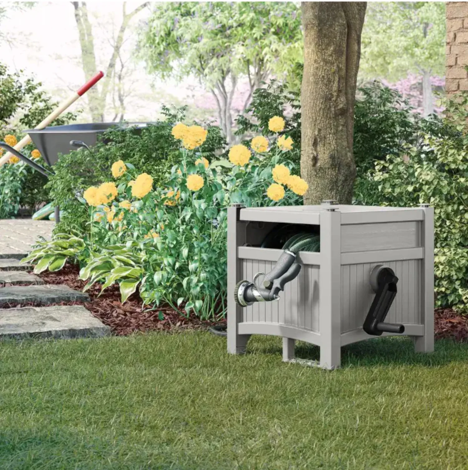 Suncast 100 Ft. Gray Free Standing Hideaway Hose Reel