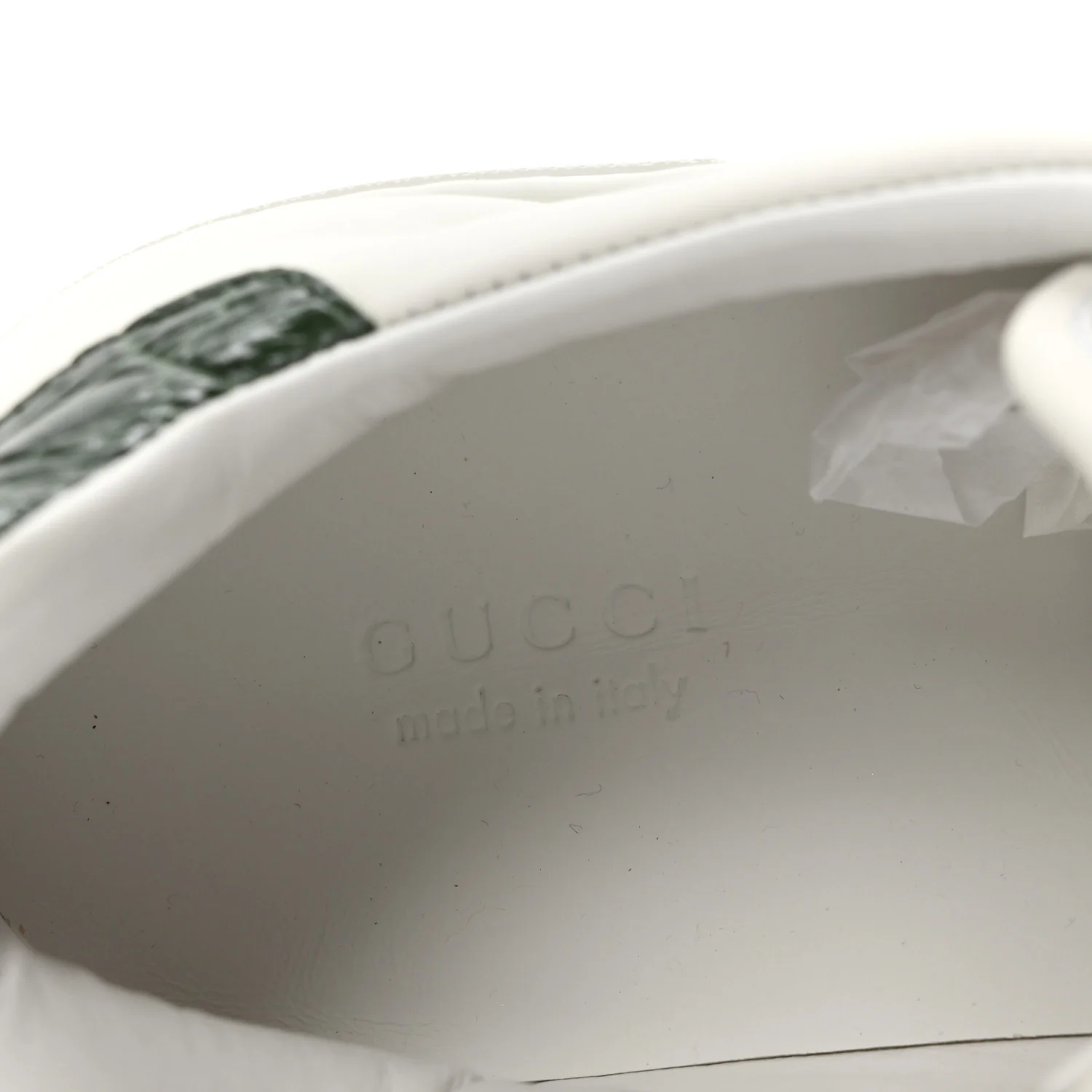 Calfskin Crocodile Web Womens Ace Sneakers 39.5 White Green