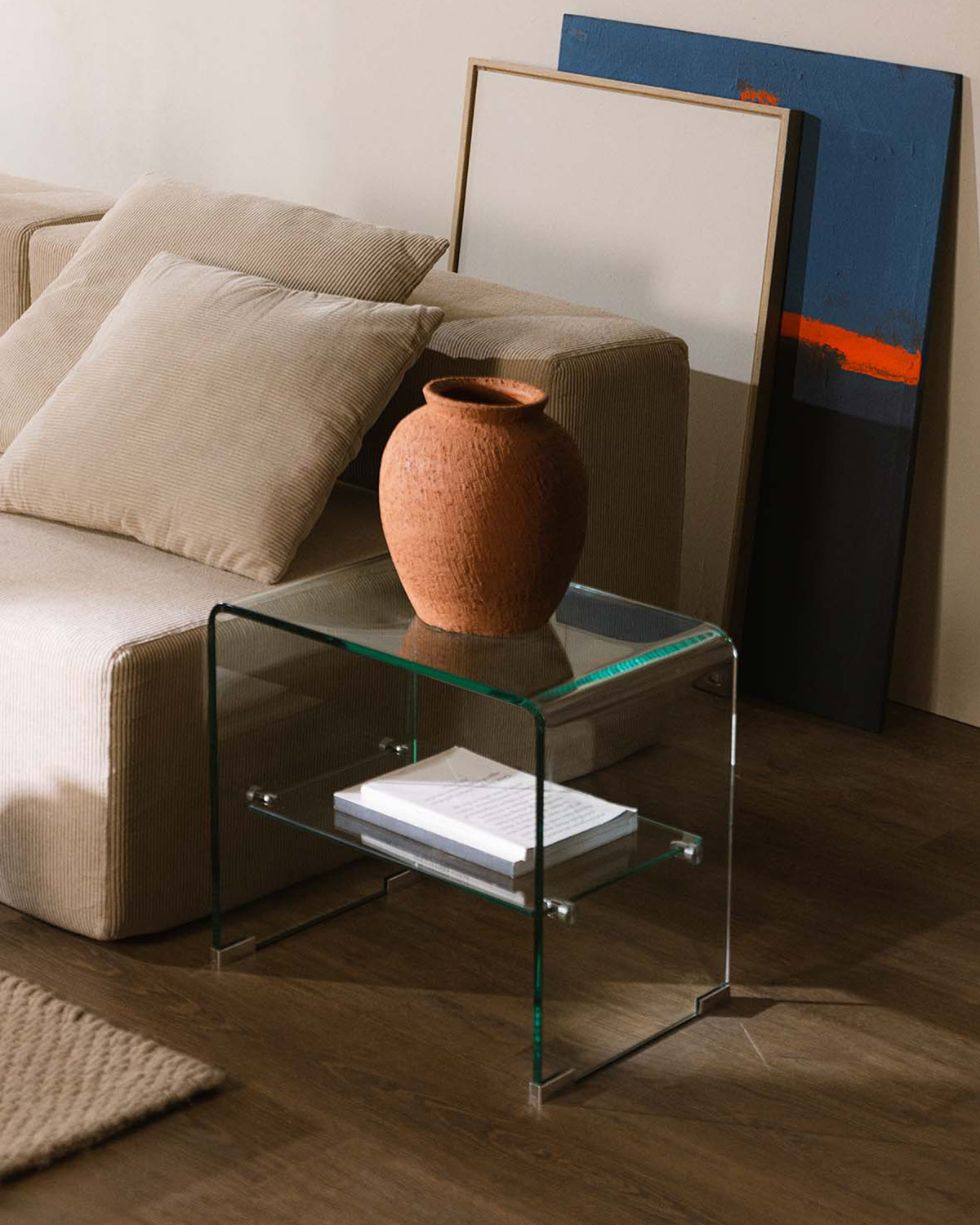 Endil - Mesa Auxiliar Rectangular de Cristal Templado (47x36 cm) Endil