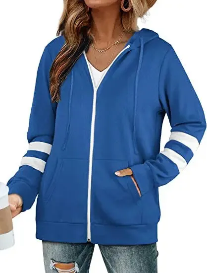 Sophie Paris I Sweat à Capuche Zippé avec Bandes Contrastantes
