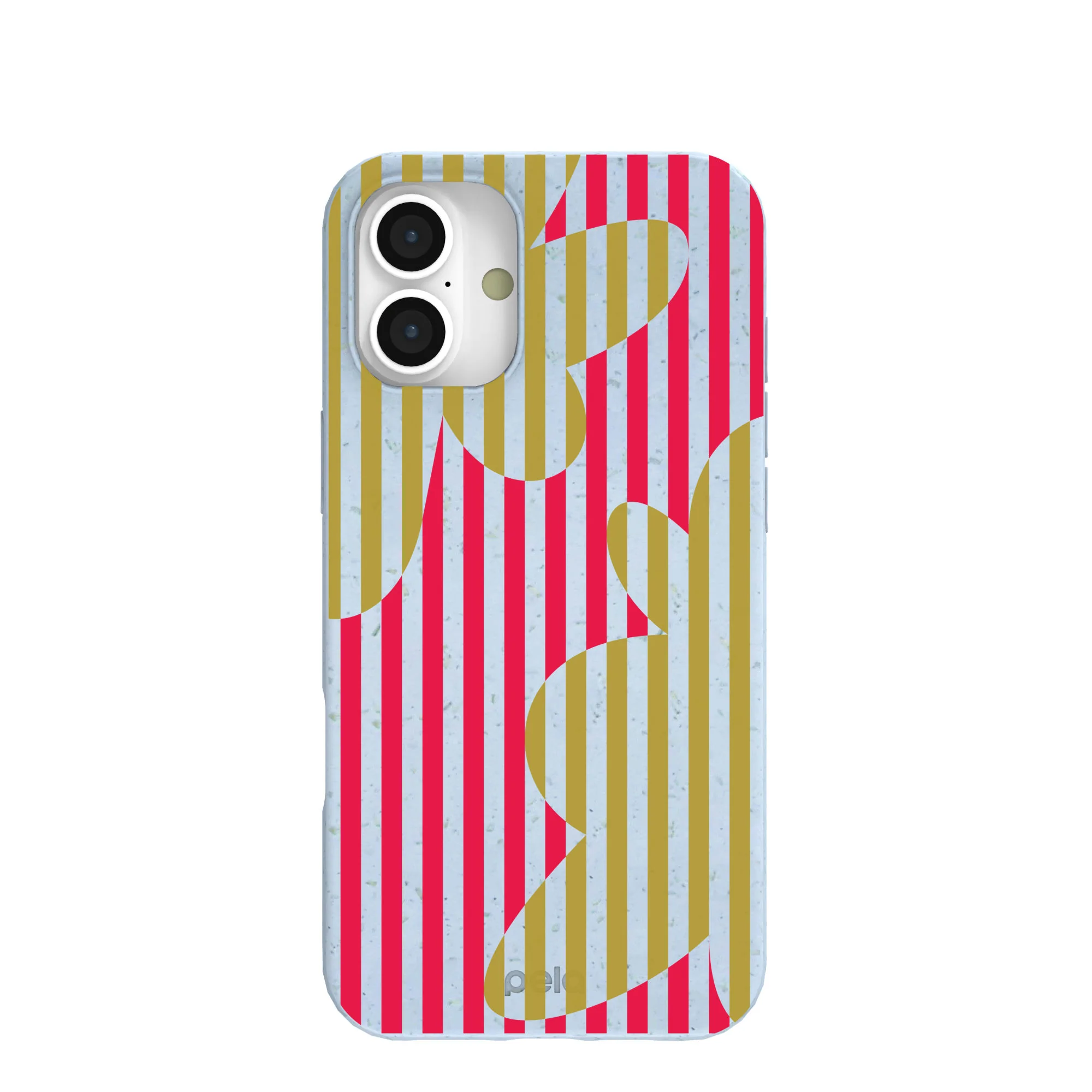 Powder Blue Blooming Stripes iPhone 16 Plus Case