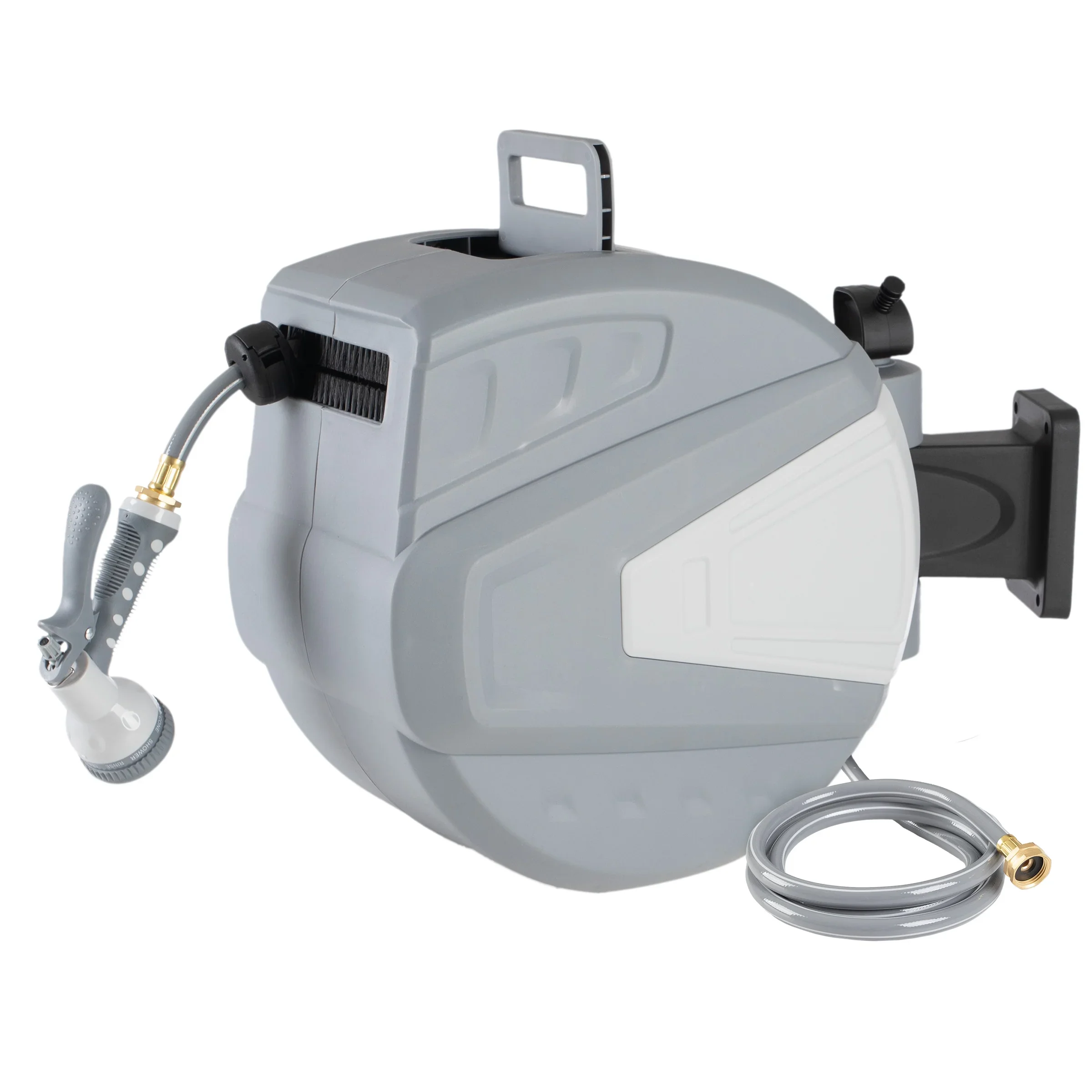 Pure Garden 100 FT Retractable Hose with Wall Reel and 9 Nozzle Patterns