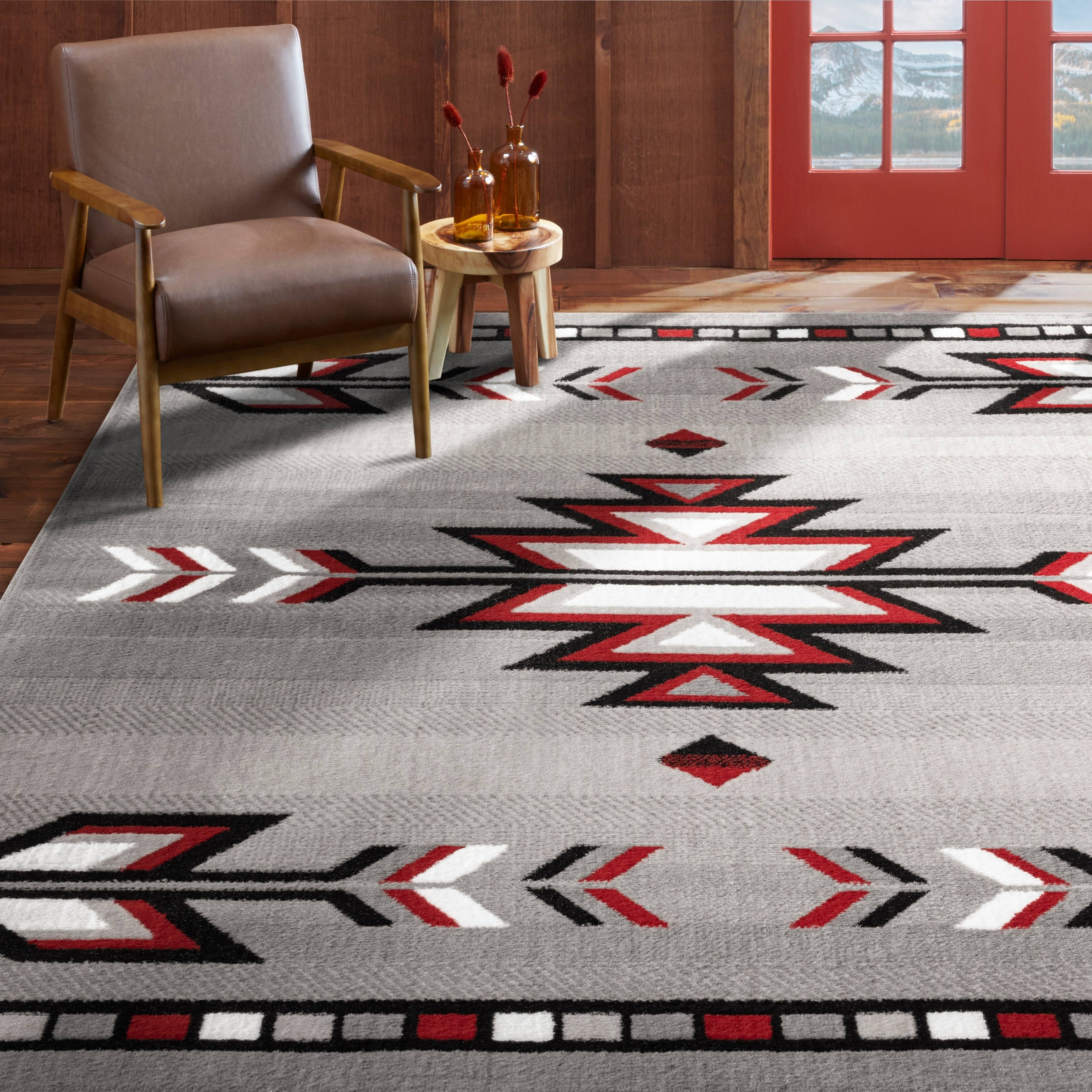 Home Dynamix Premium Sagrada Southwestern Geometric Area Rug, Grey/Red, 5'2