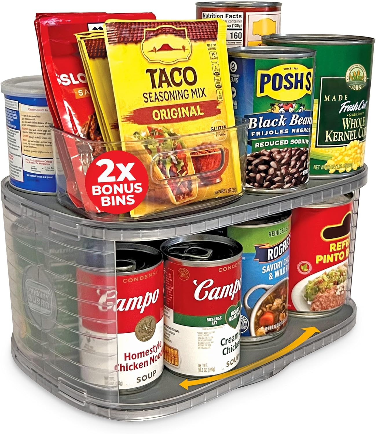 Mighty Susan 2-Tier Lazy Susan Organizer for Cabinet, Steel Reinforced