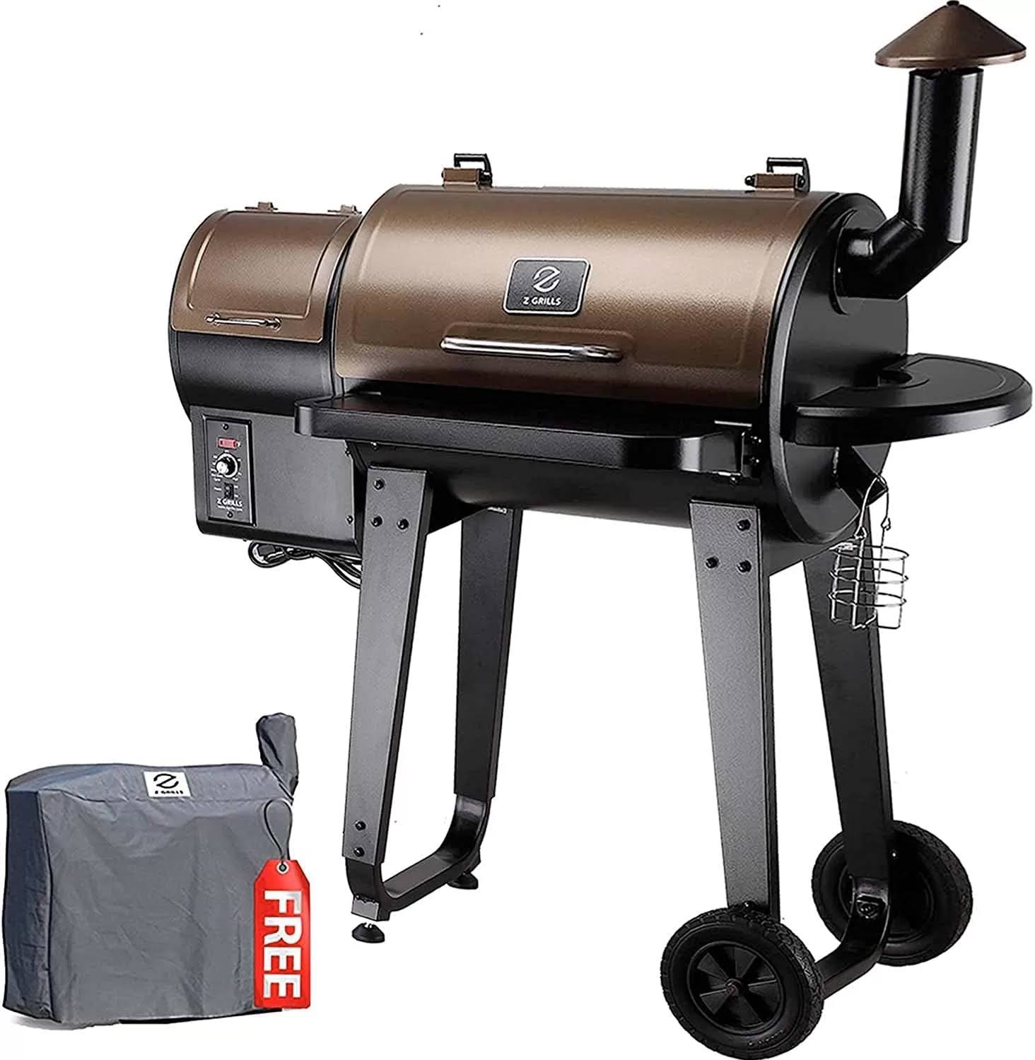 Z Grills ZPG-450A 2022 Upgrade Wood Pellet Grill & Smoker 6 in 1 BBQ Grill Auto Temperature Control, 450 Sq in Bronze