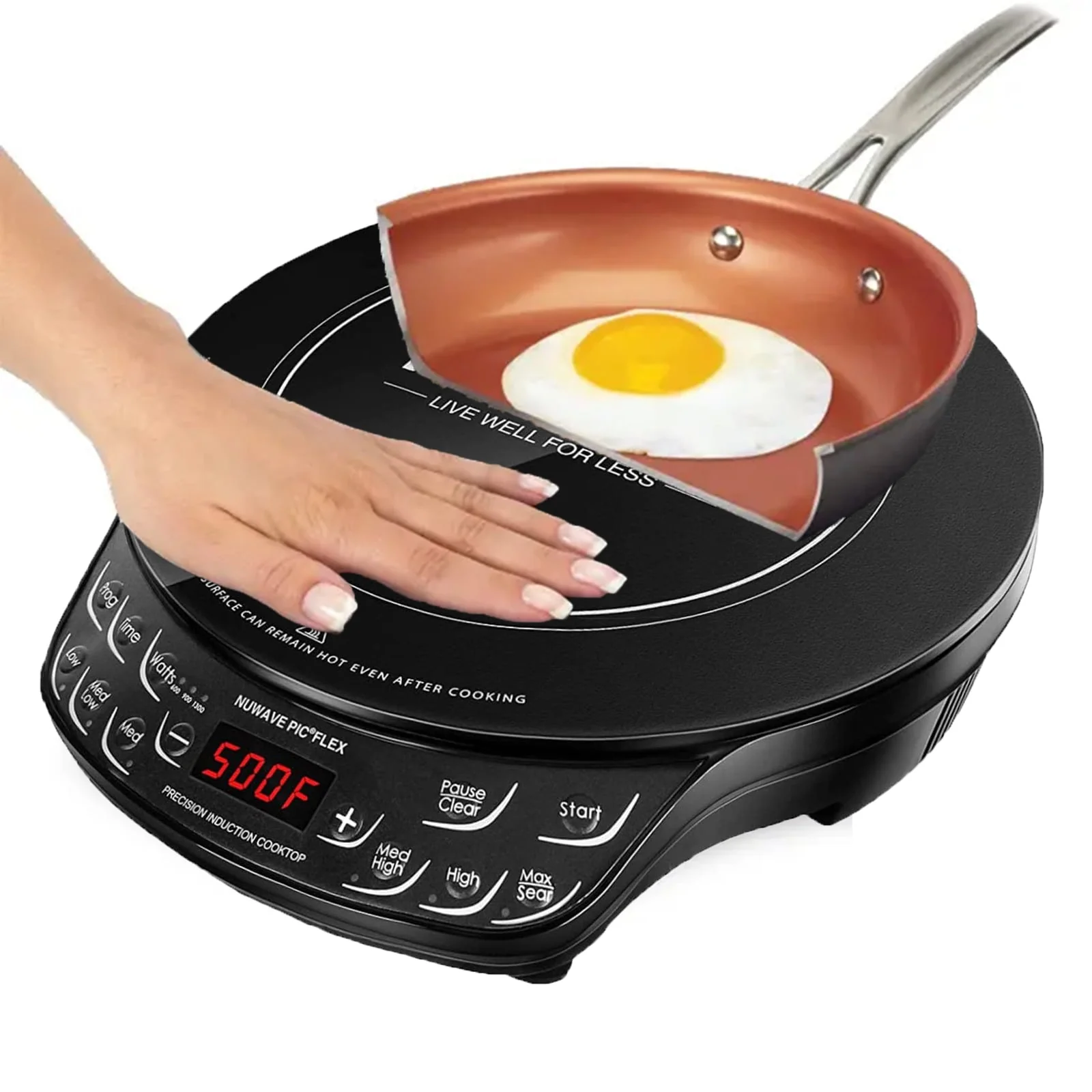 Portable Induction Cooktop Flex with 10 25 inch Shatter Proof Ceramic Glass, Large 6 5 inch Heating Coil, 3 Wattage Settings 600, 900 1300 Watts Image 6