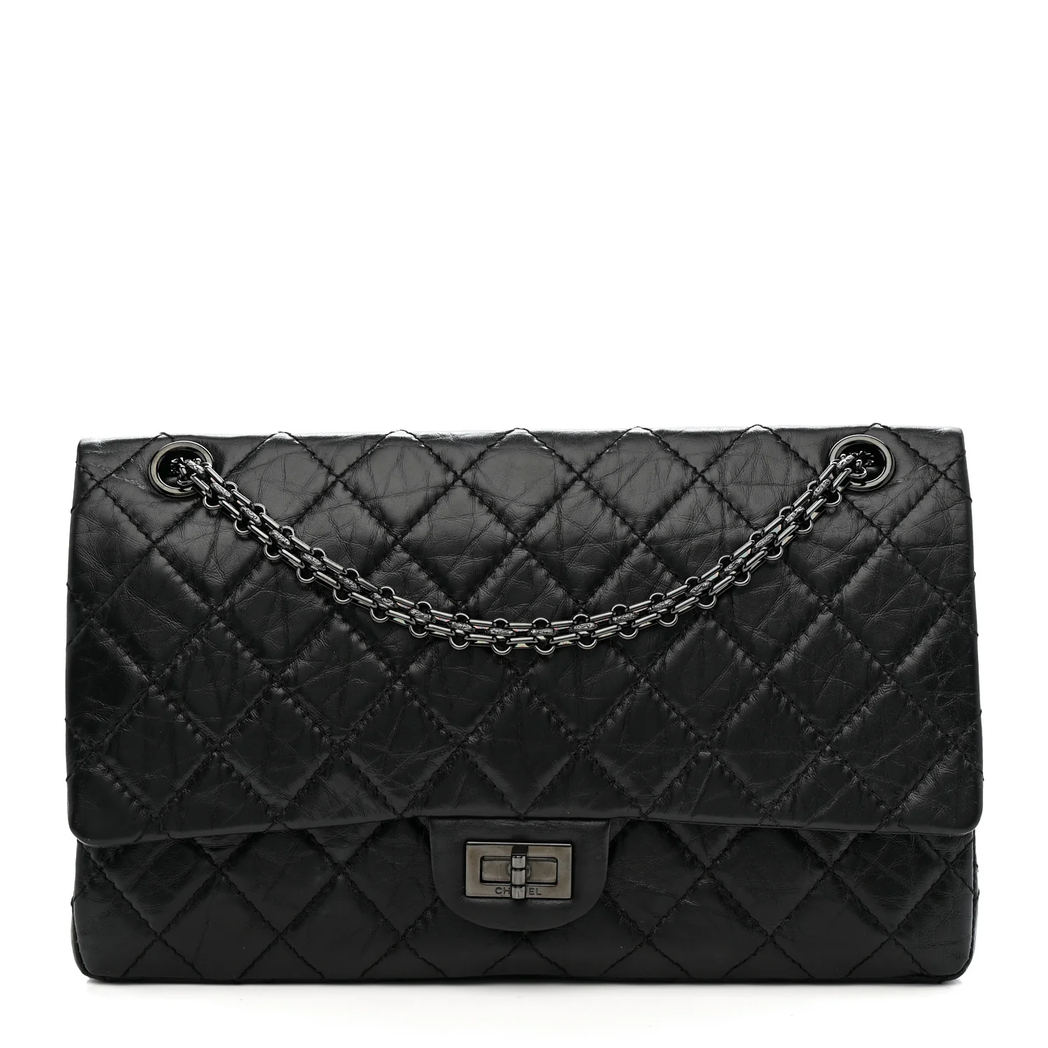Aged Calfskin Quilted 2.55 Reissue 226 Flap So Black