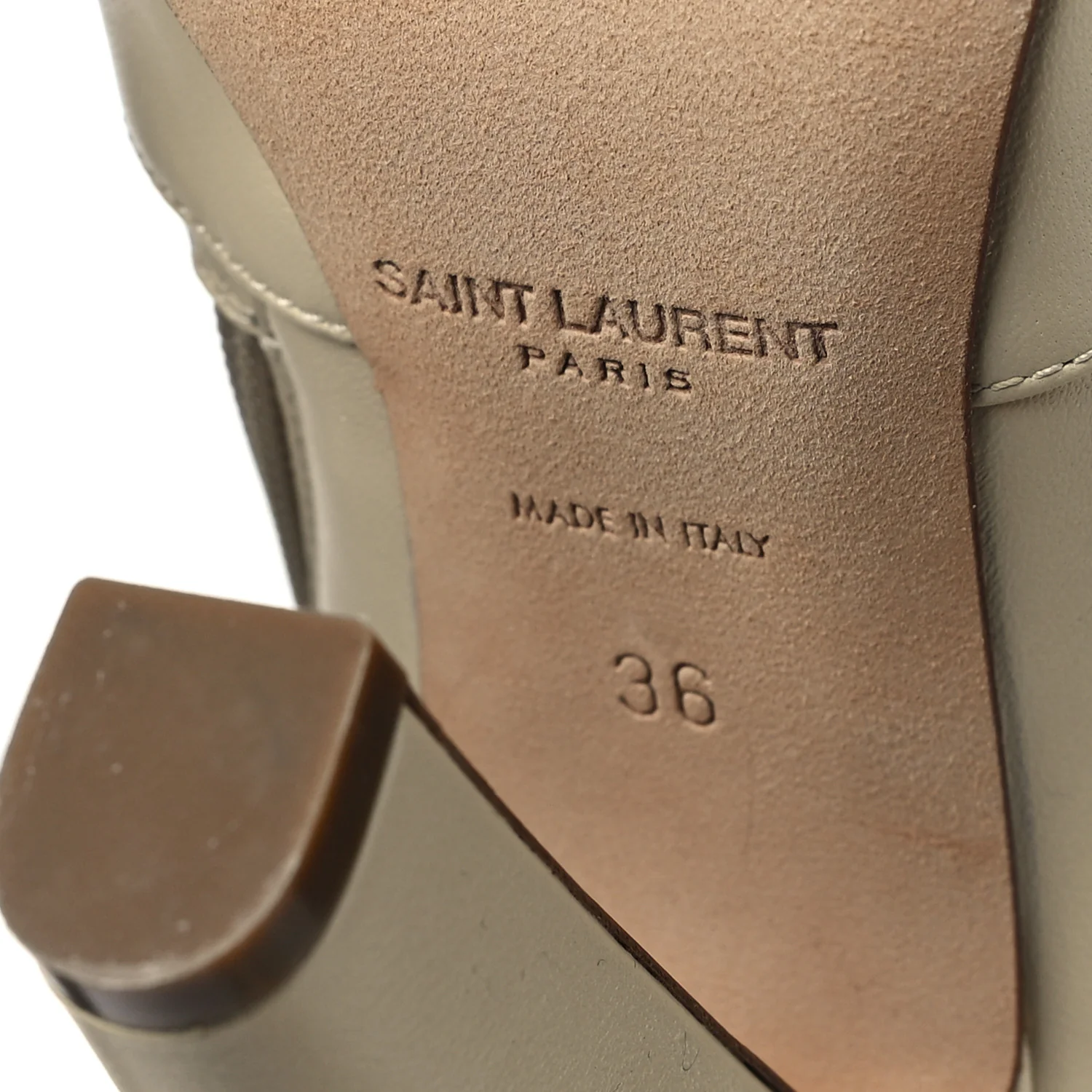 Calfskin Knee High Skinny Boots 36 Eggshell