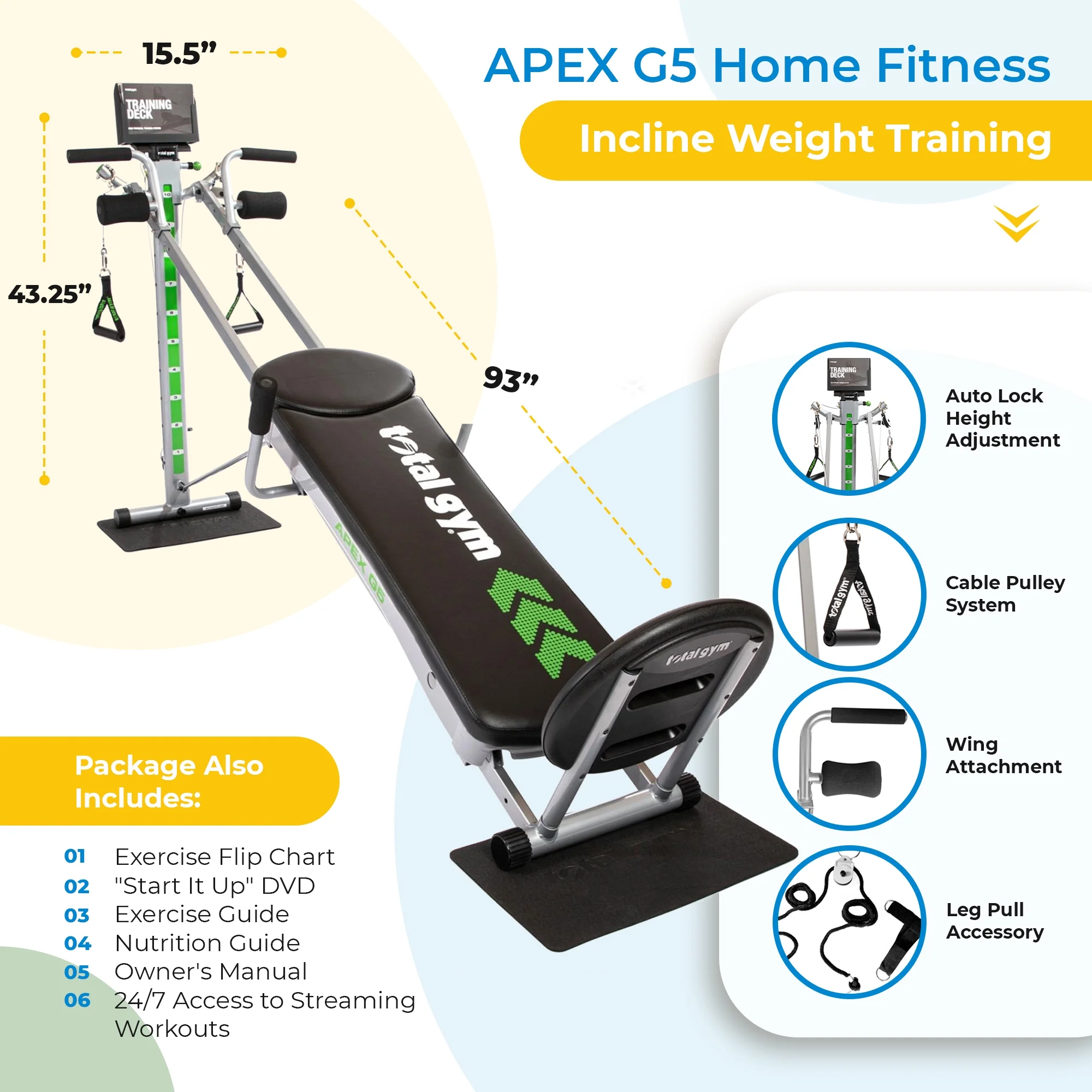 APEX G5 Home Fitness Incline Weight Trainer Equipment w/ 10 Resistance Levels(10 Resistance Level) Image 6