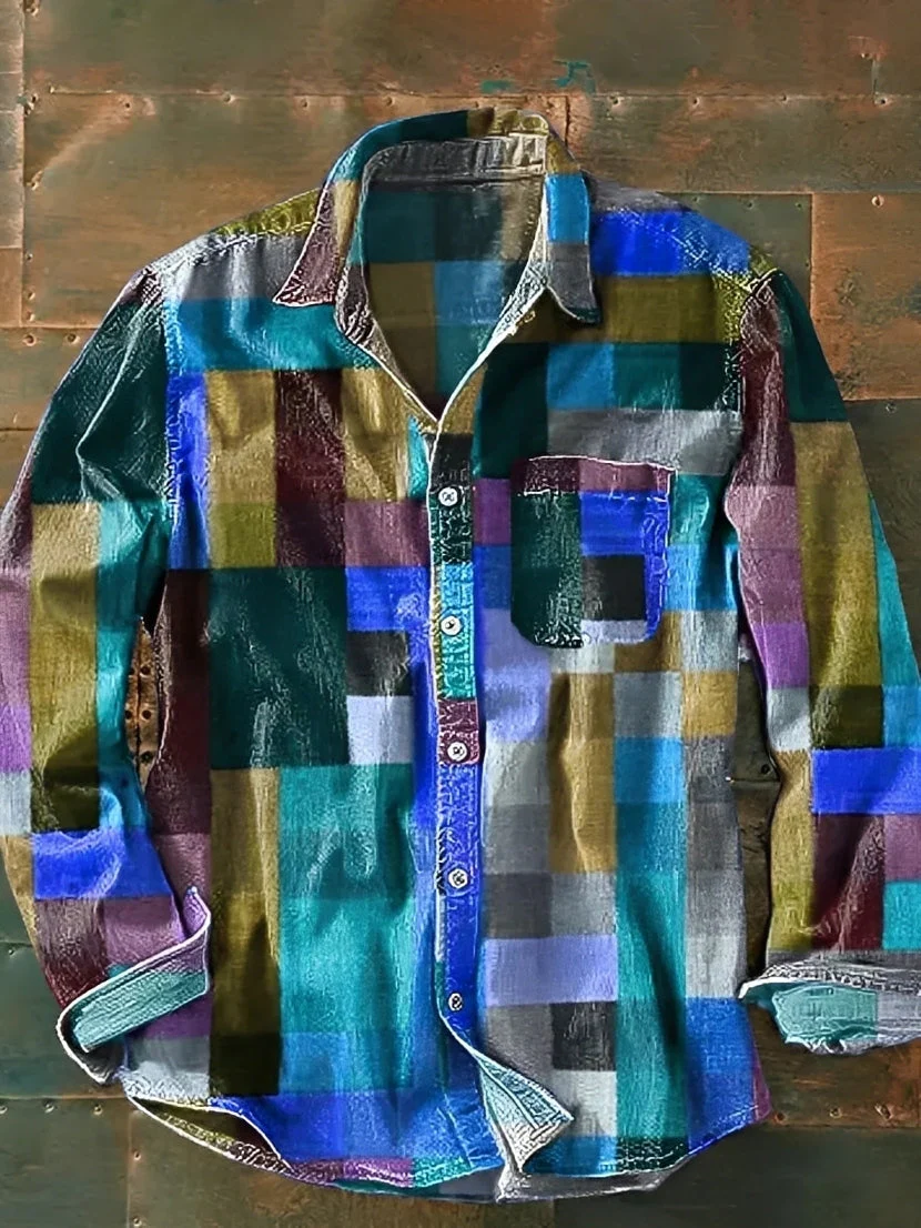 Charles – Chemise à manches longues pour hommes – Rétro et coloré