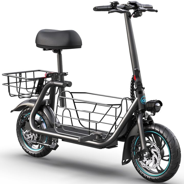 Trottinette électrique pour adultes avec grand panier central