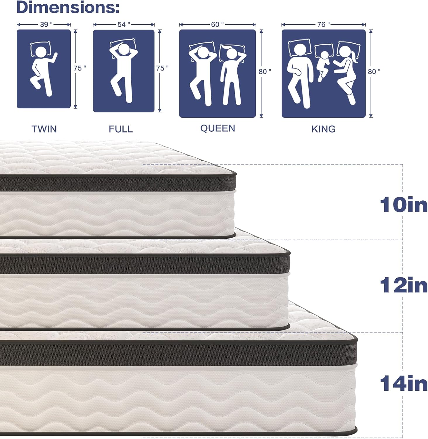Queen Mattress,14 Inch Queen Size Mattresses in a Box, Memory Foam Mattress for Pressure Relief & Cool Sleep,CertiPUR-US Certified,Safe Foams & Fabric,Non-Fiberglass,Medium Firm,80