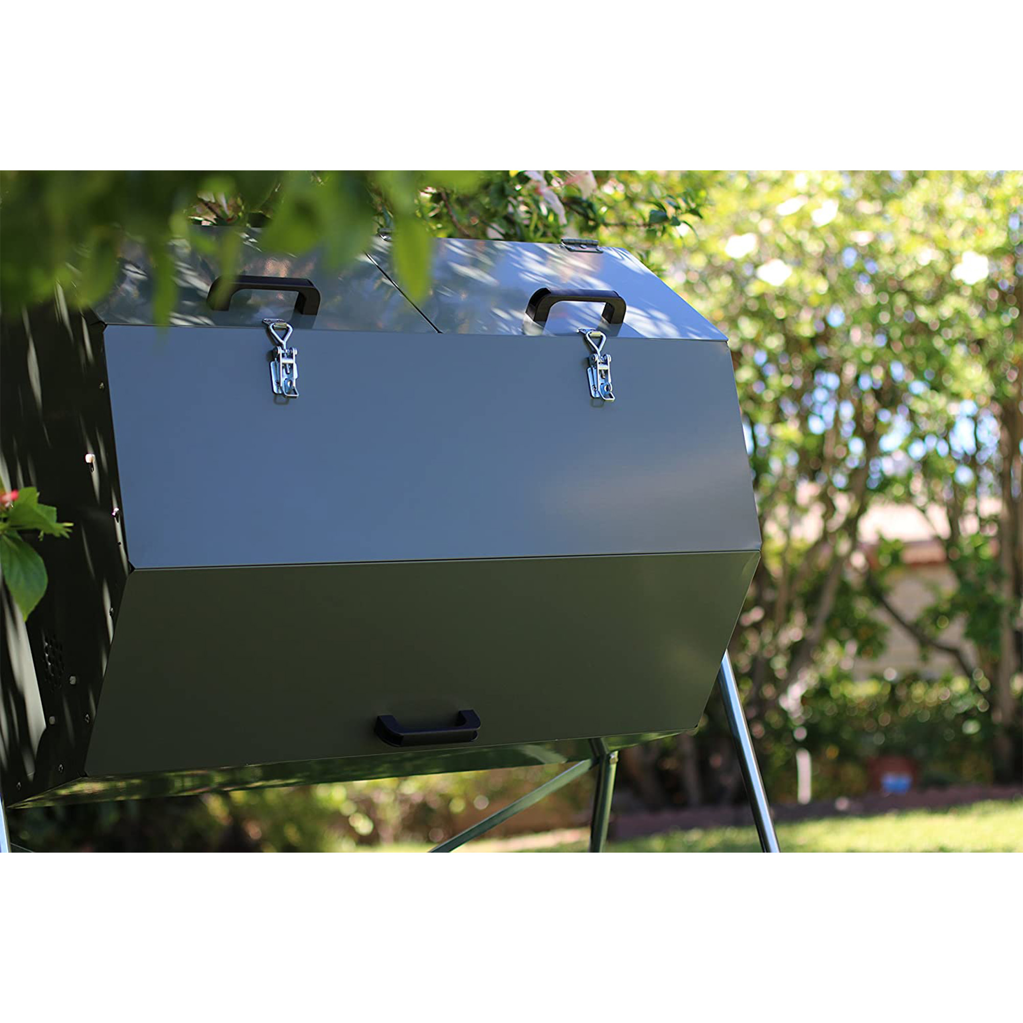 JK270A 70 Gallon Dual Chamber Steel Compost Tumbler Bin - Image 6
