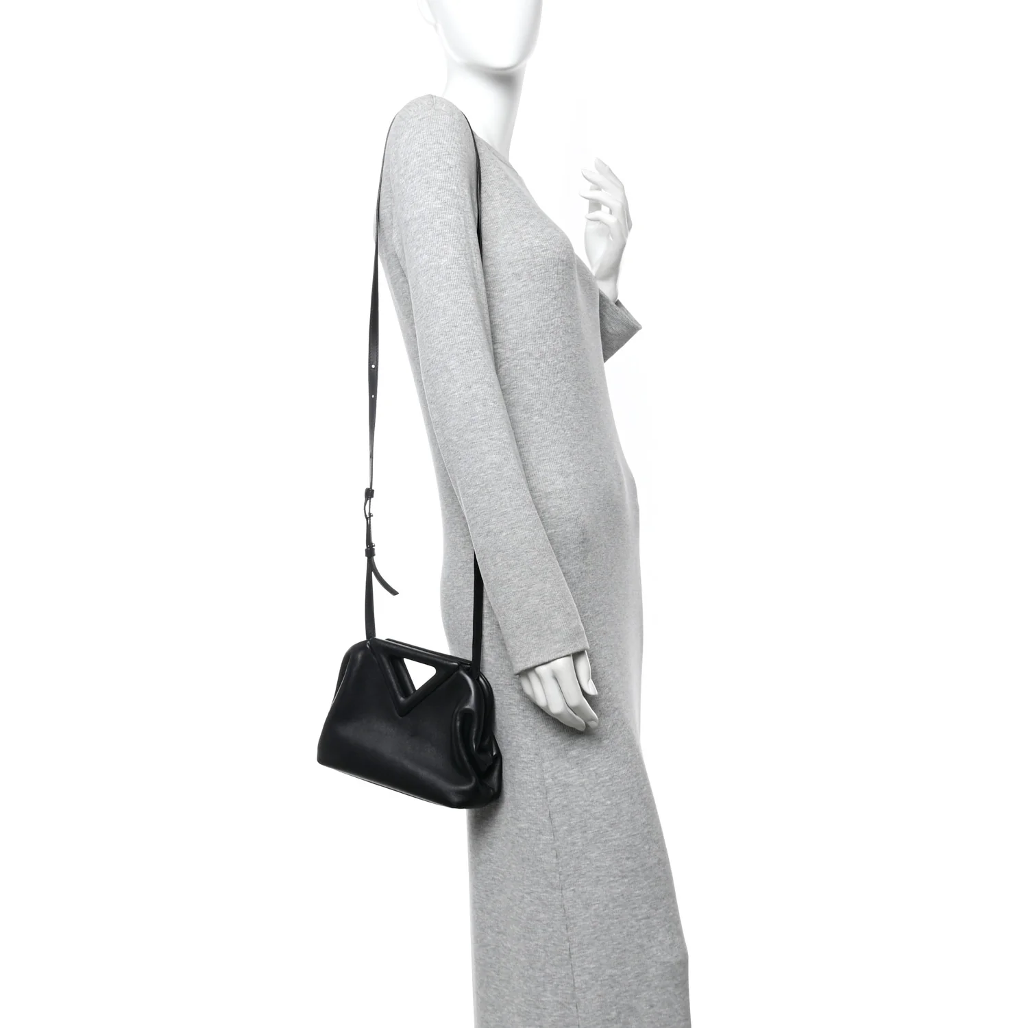 Calfskin Small The Point Triangle Bag Black