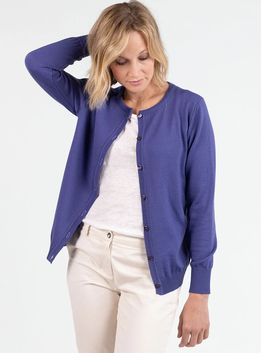 Cardigan femme en laine violet lavande