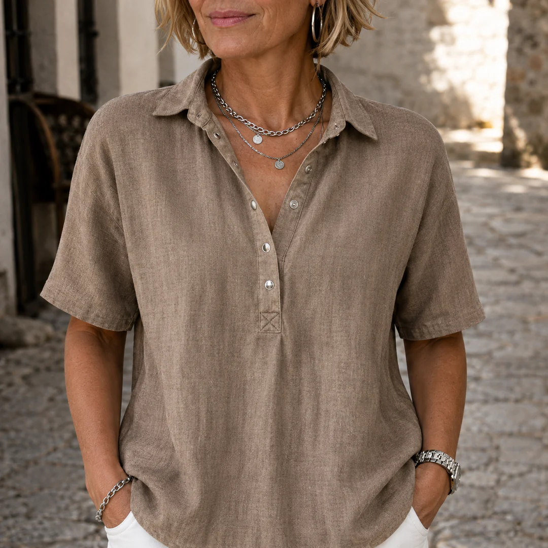 Blouse élégante pour femmes à col boutonné