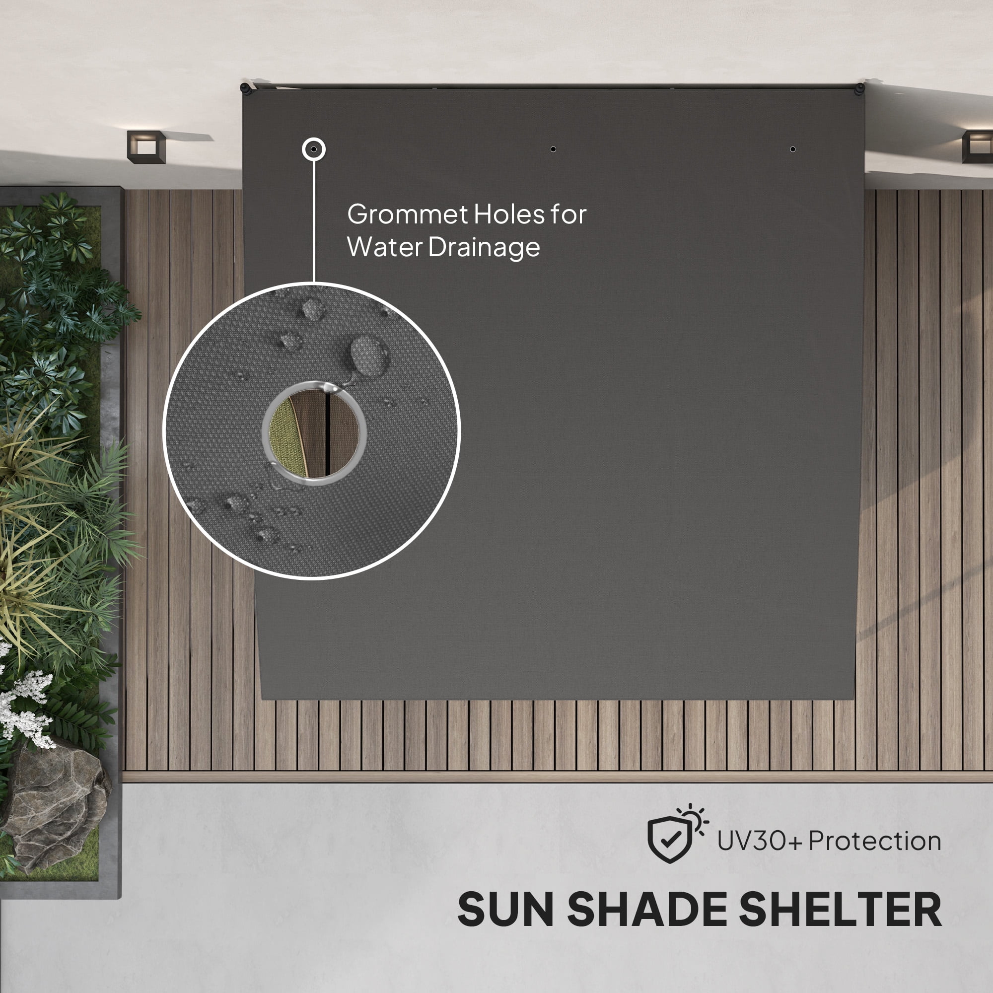 10' x 10' Pergola with UV-Resistant Canopy, Outdoor Sun Shade Shelter for Porch, Patio, Deck, Backyard, Charcoal Gray - Image 5