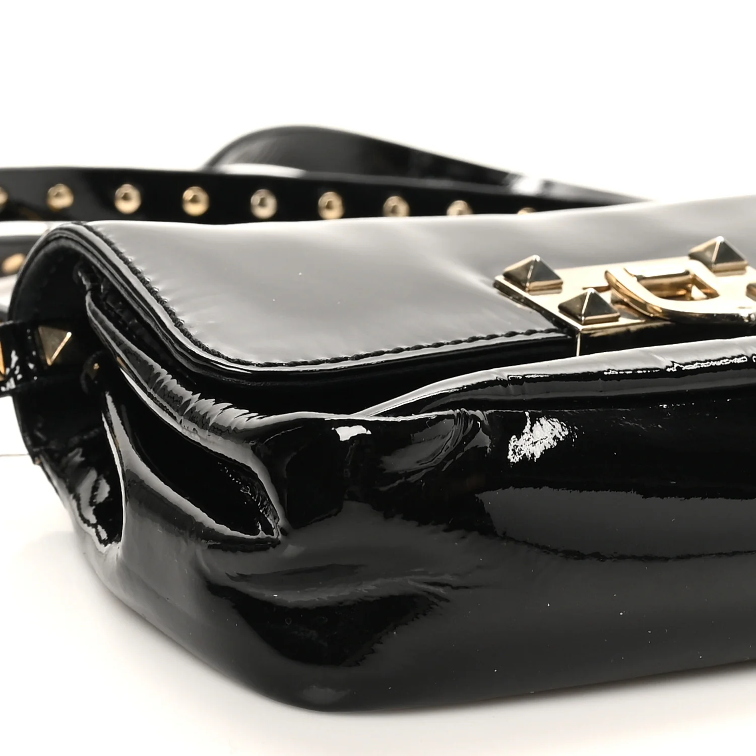 Patent Rockstud Flip Lock Flap Black