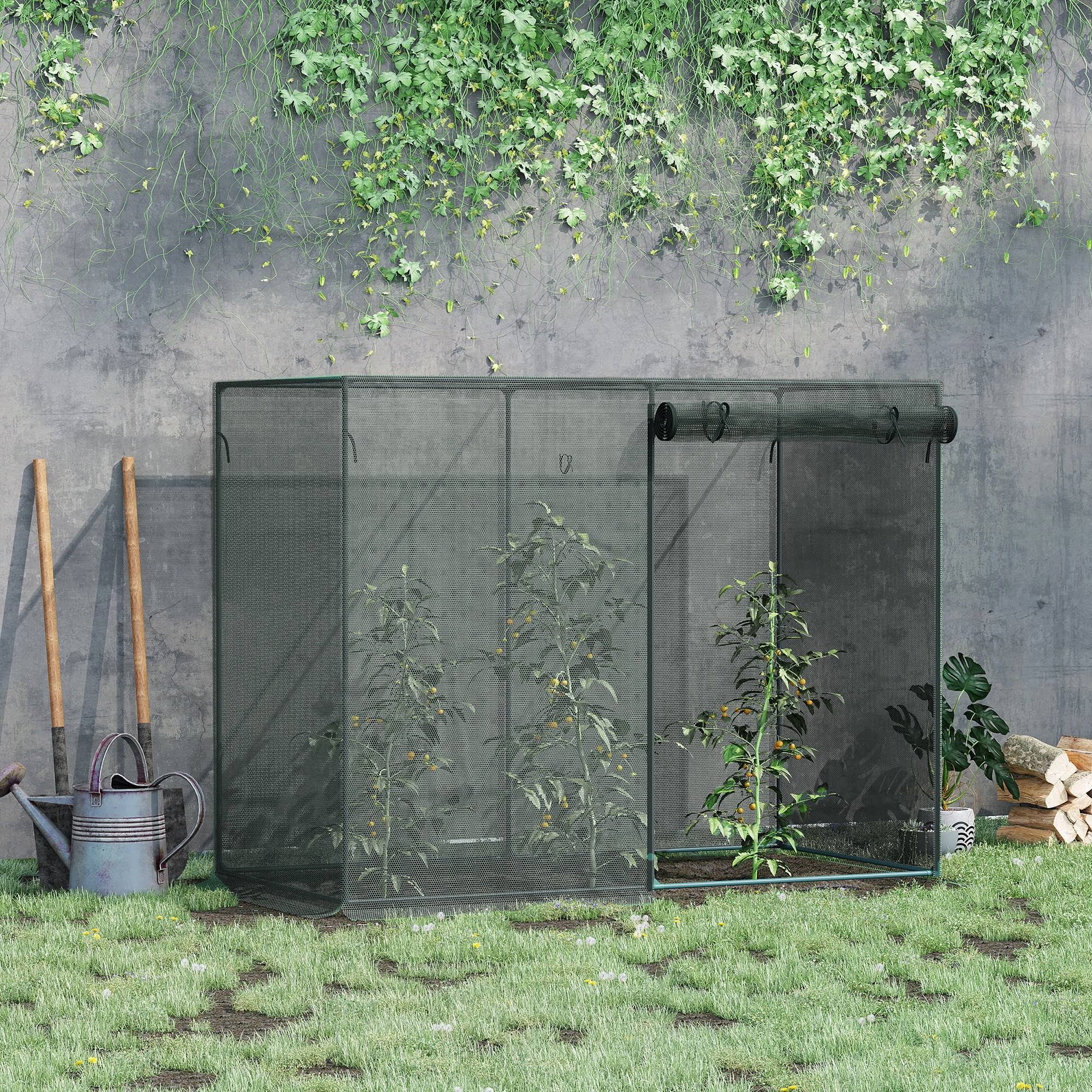 Outsunny 6 x 3ft Tall Crop Cage, Plant Protection Tent, with Zippered Door, Storage Bag and Ground Stakes, for Garden, Yard, Lawn, Black