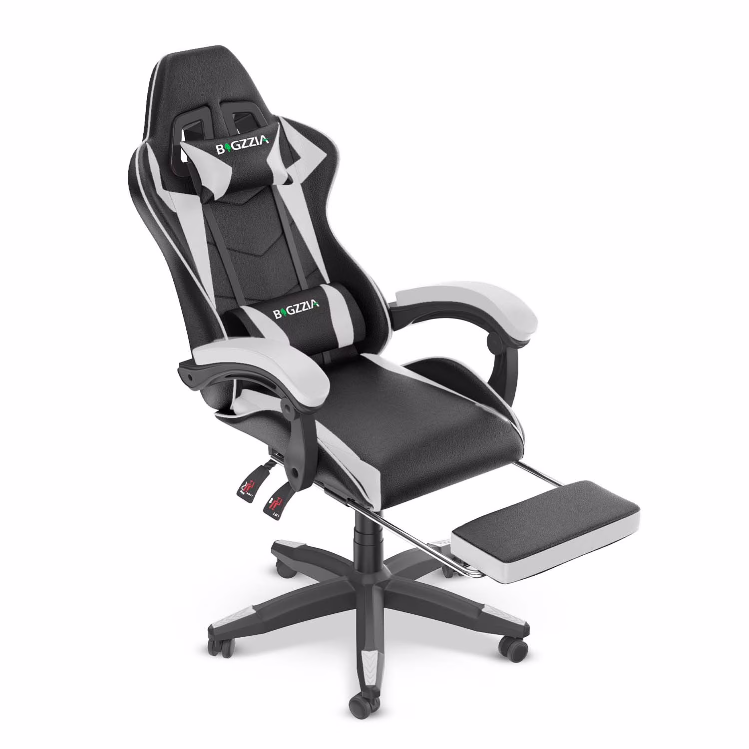 Gaming Chair Office Chair, Ergonomic Game Chair with Height Adjustable Headrest and Lumbar Support for Adults Teens, Black White(Black White) - Image 3