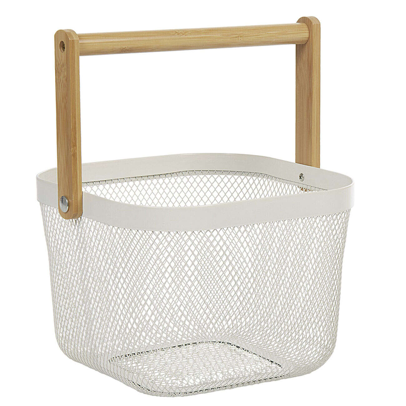 Corbeille à fruits avec anse métal blanc naturel