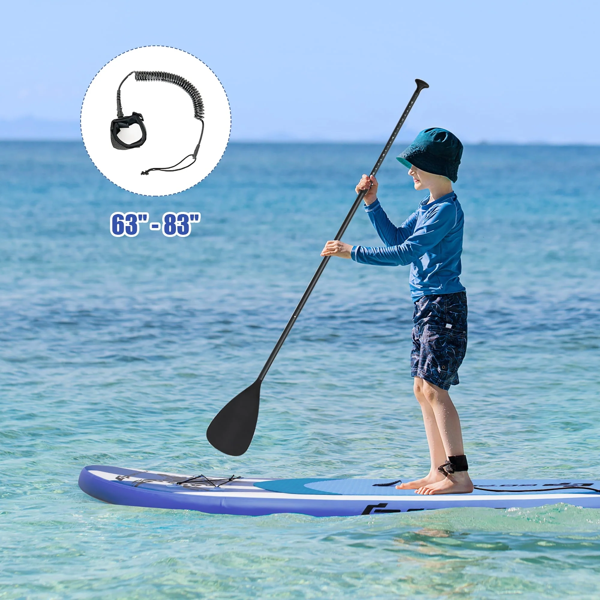 11’ Inflatable Stand Up Paddle Board SUP W/Carrying Bag Aluminum Paddle Navy - Image 3