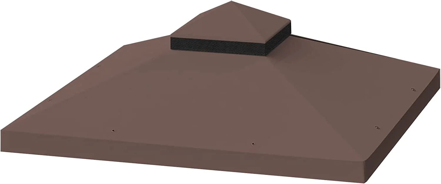 10x10 Ft Gazebo Canopy Replacement Cover, Double Tiered Gazebo Replacement Top (Coffee)(Coffee) - Image 7